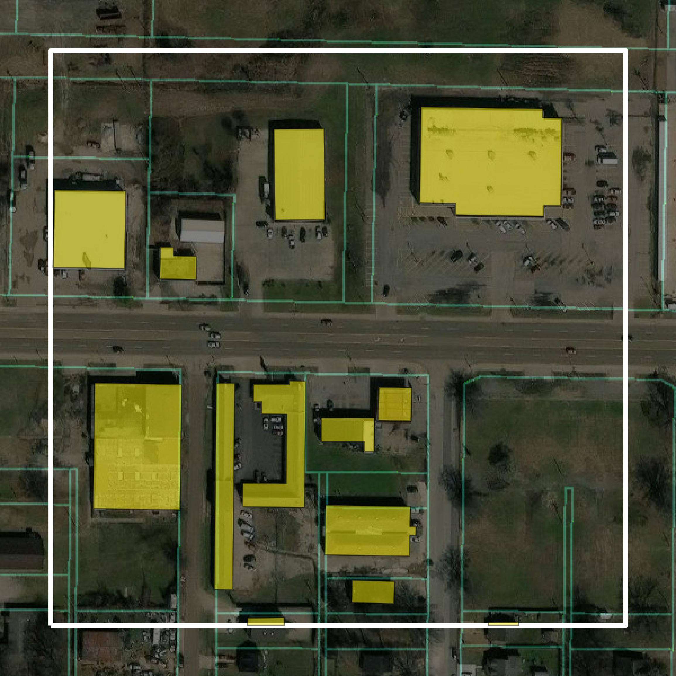 This image shows parcel and building data in Crittenden County created using GIS data in Equator.