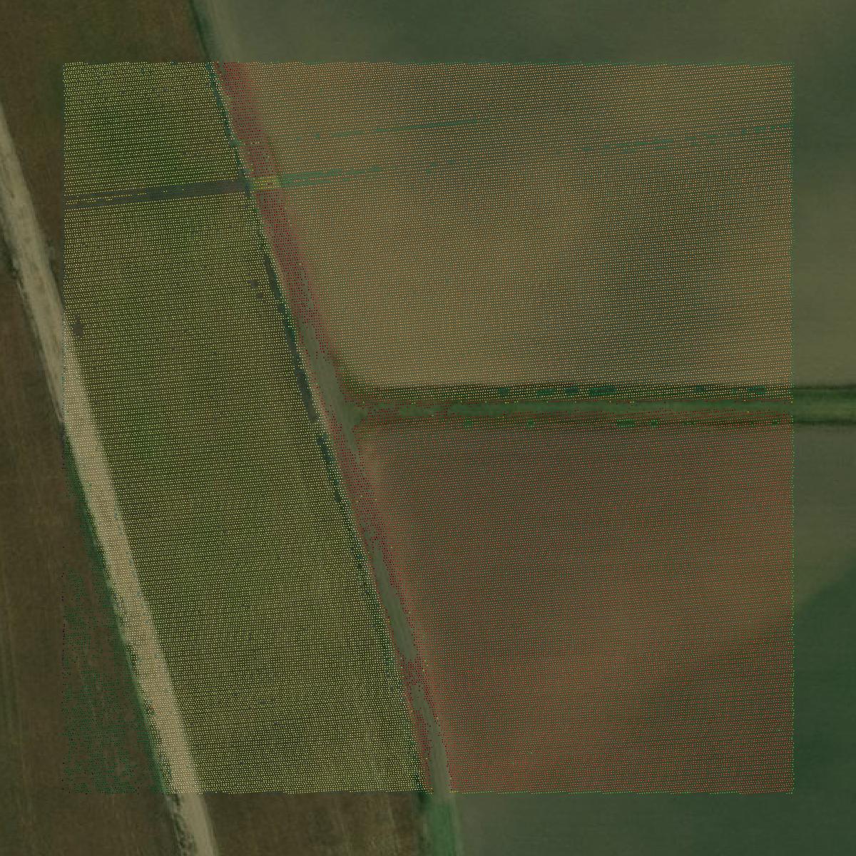 This image shows a LiDAR point cloud in Crittenden County created using GIS data in Equator.