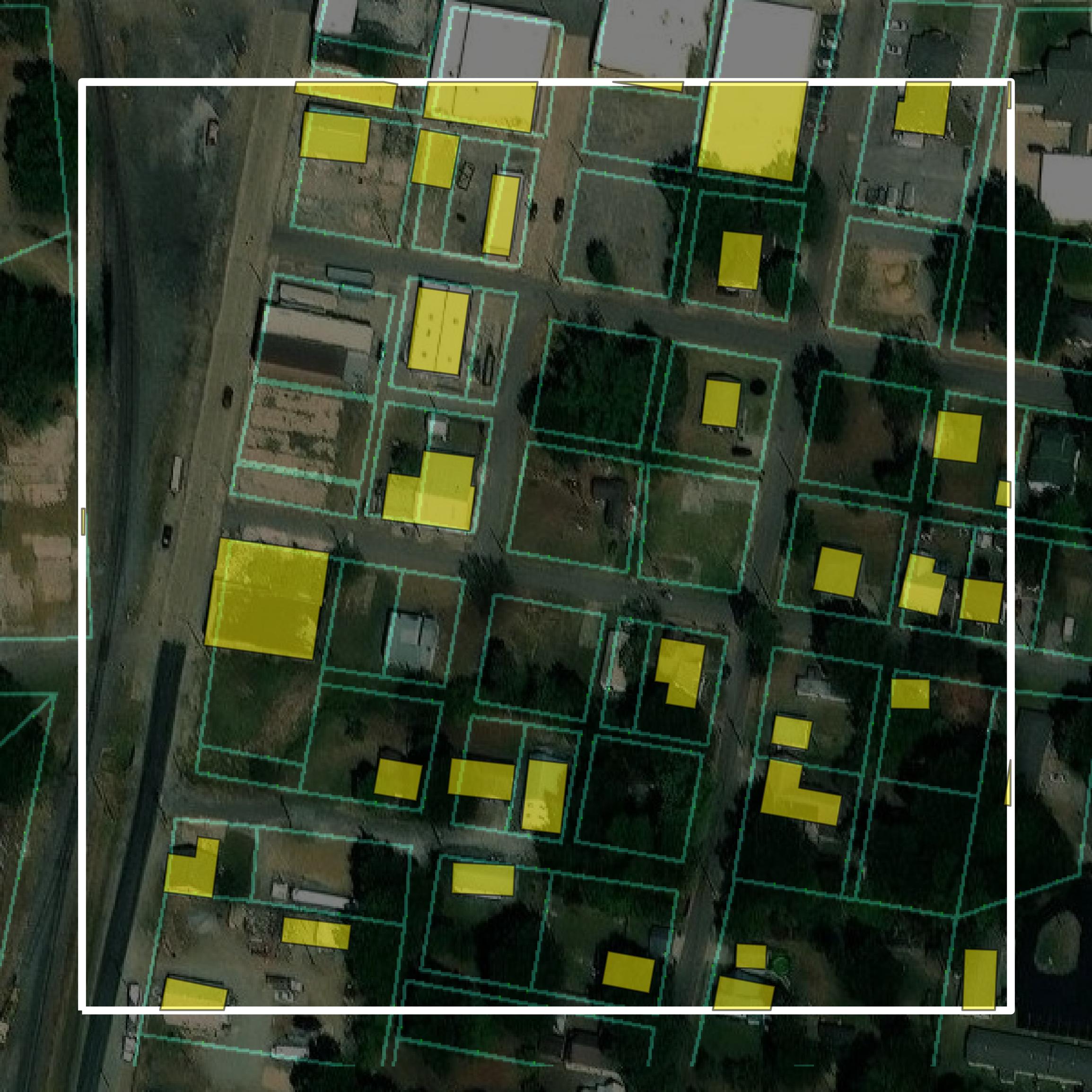 This image shows parcel and building data in Cross County created using GIS data in Equator.