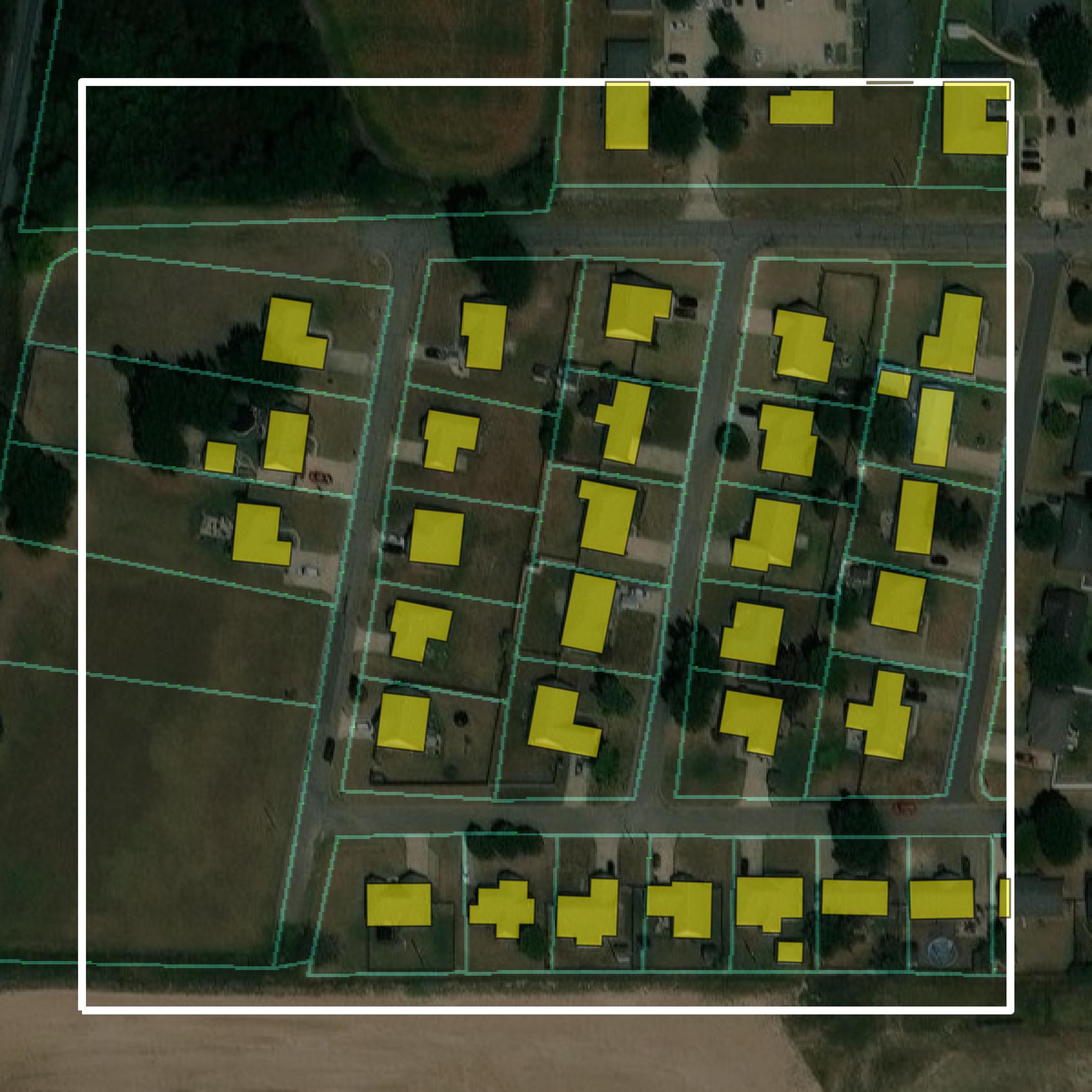 This image shows parcel and building data in Cross County created using GIS data in Equator.