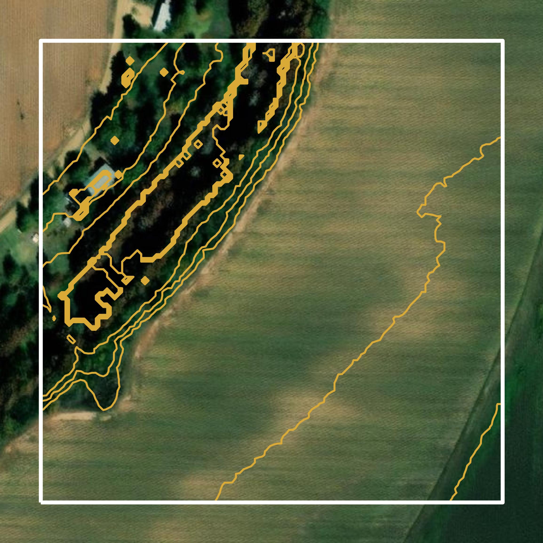 This image shows a contour map in Desha County created using GIS data in Equator.