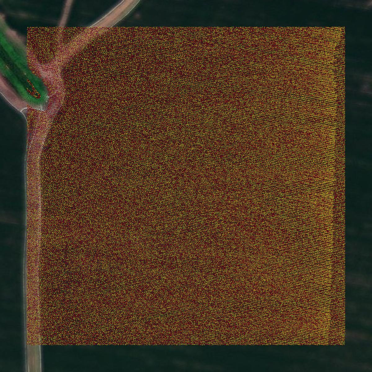 This image shows a LiDAR point cloud in Drew County created using GIS data in Equator.