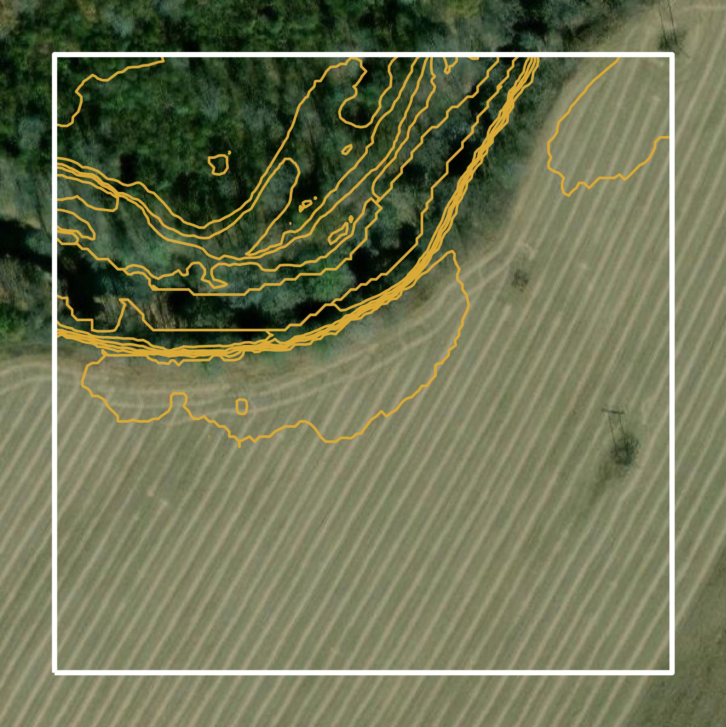 This image shows a contour map in Faulkner County created using GIS data in Equator.
