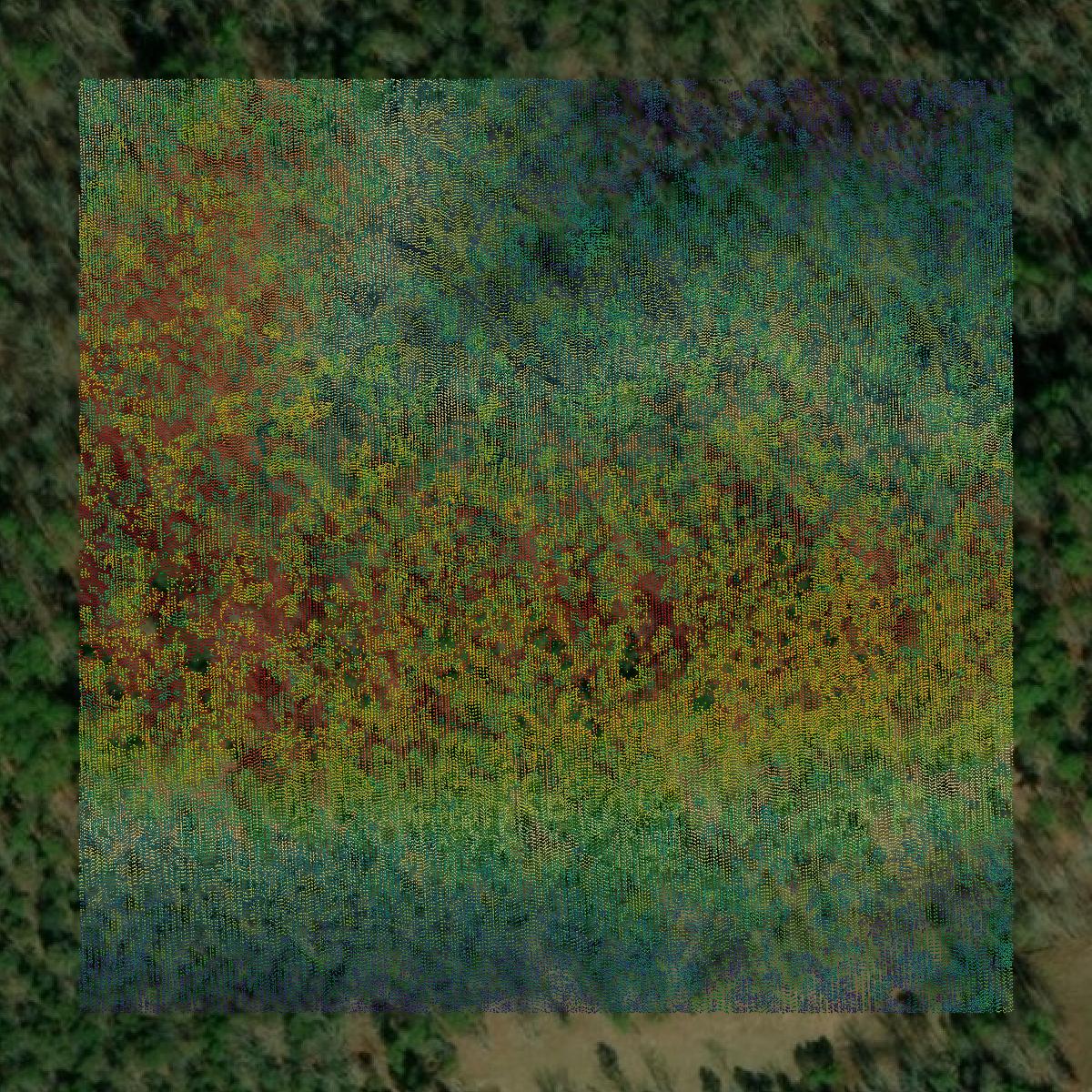This image shows a LiDAR point cloud in Fulton County created using GIS data in Equator.