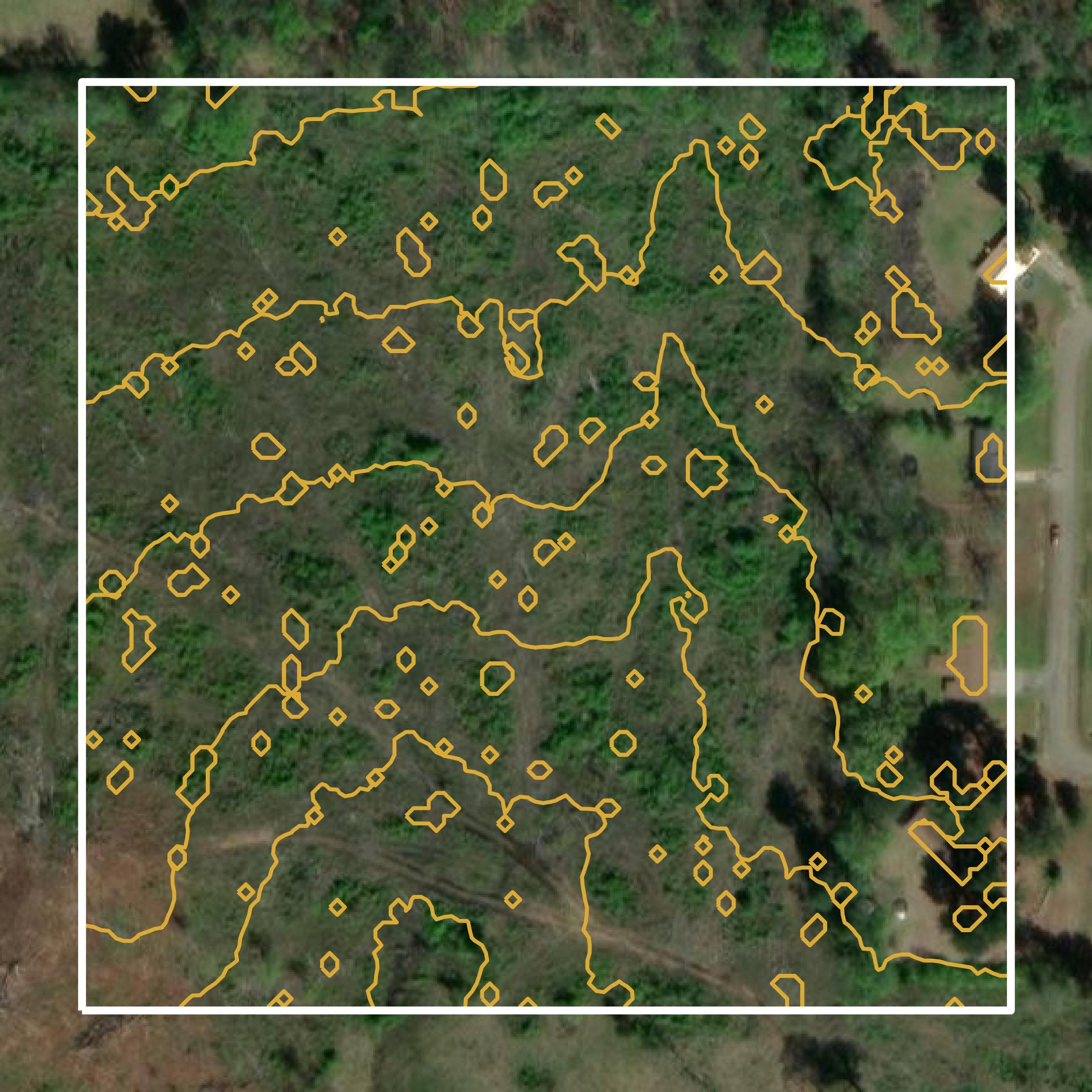 This image shows a contour map in Hempstead County created using GIS data in Equator.
