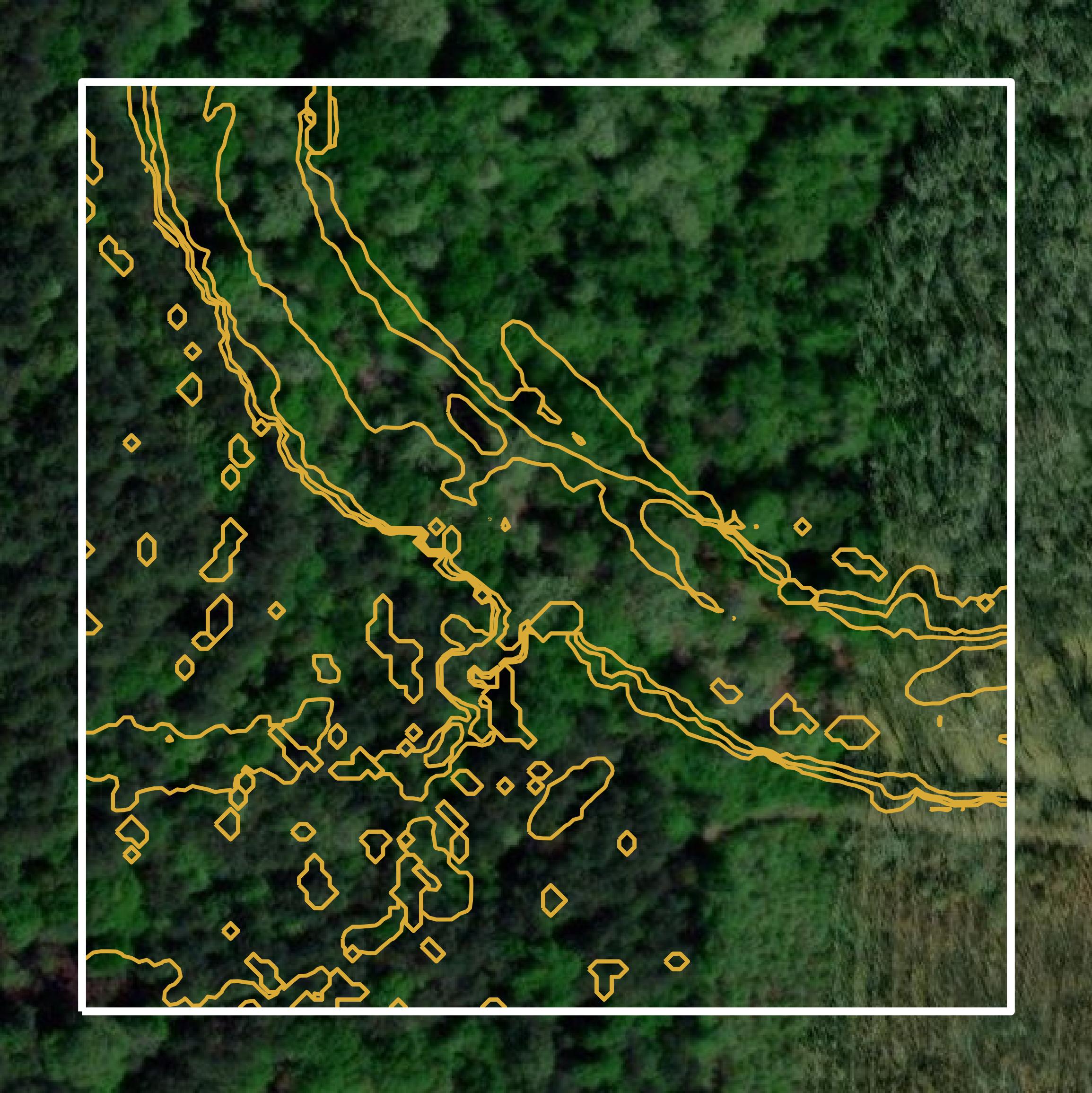 This image shows a contour map in Hempstead County created using GIS data in Equator.