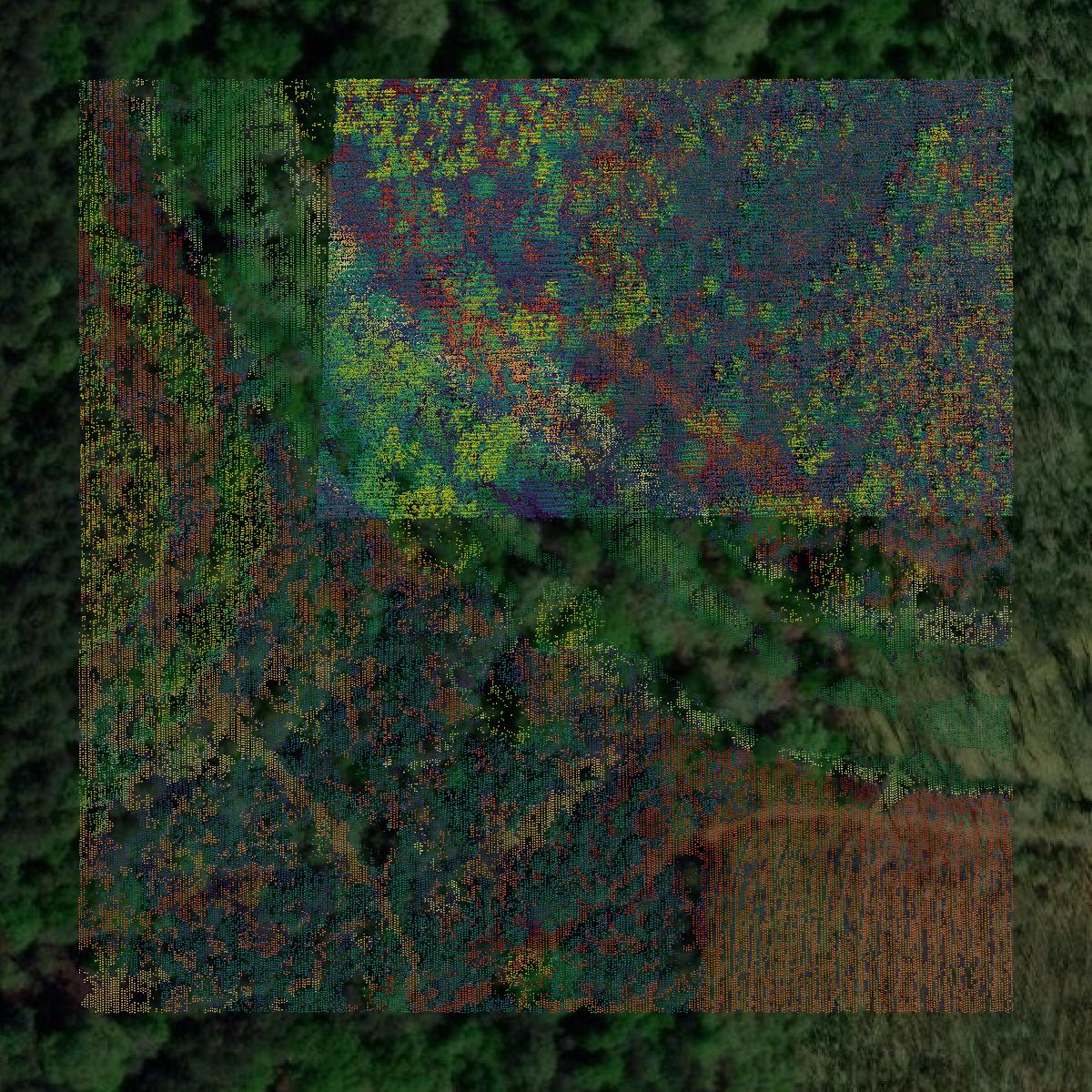 This image shows a LiDAR point cloud in Hempstead County created using GIS data in Equator.