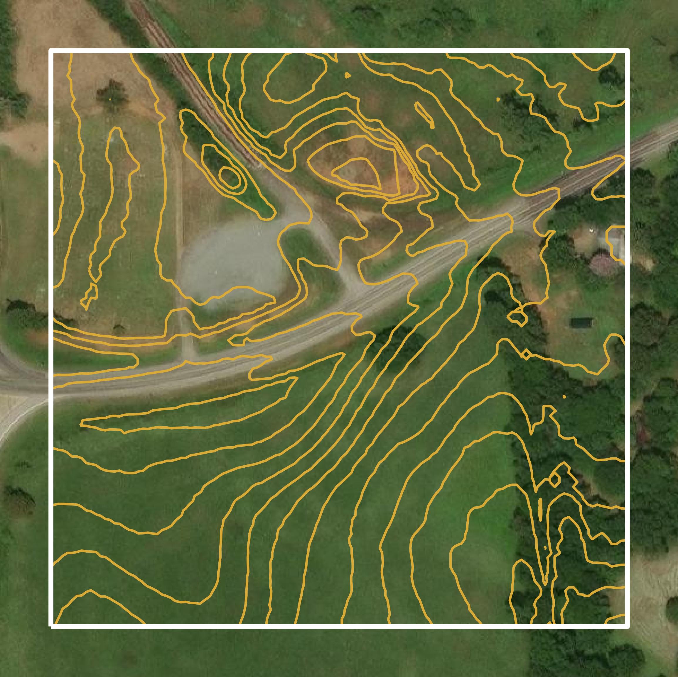 This image shows a contour map in Howard County created using GIS data in Equator.