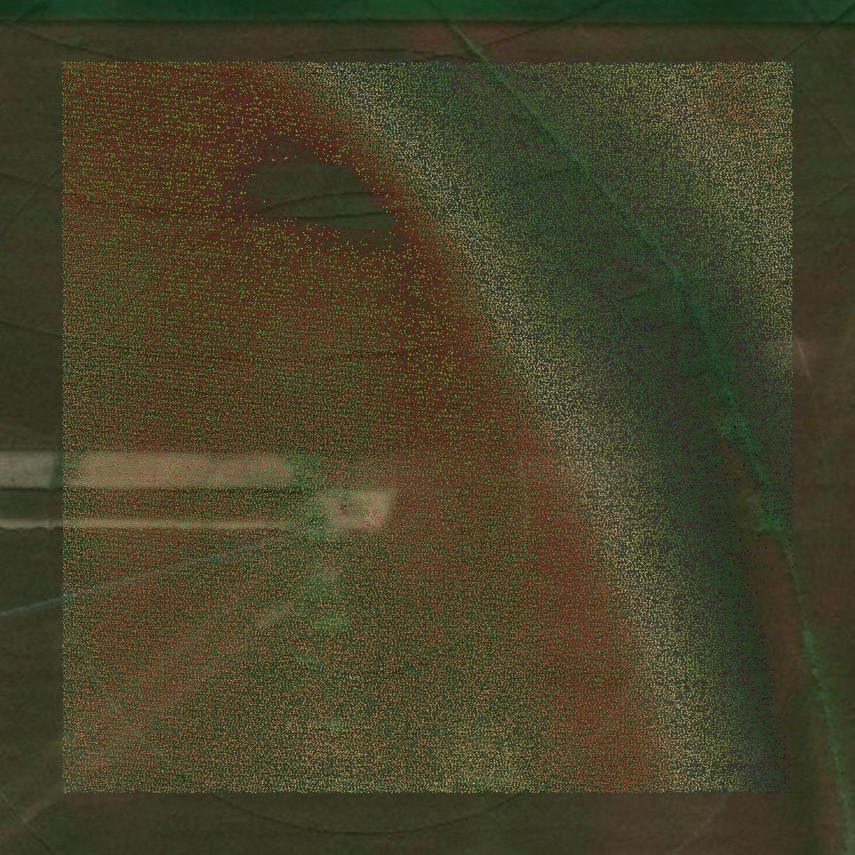 This image shows a LiDAR point cloud in Independence County created using GIS data in Equator.