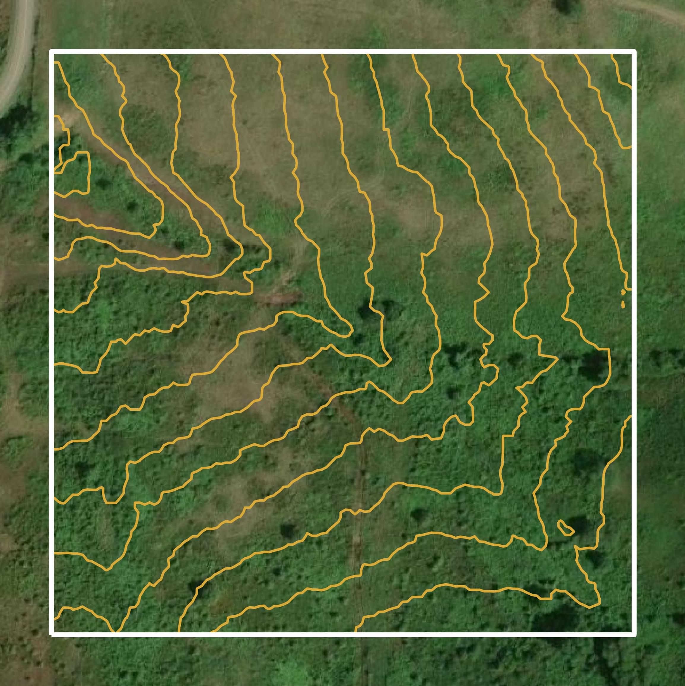 This image shows a contour map in Johnson County created using GIS data in Equator.