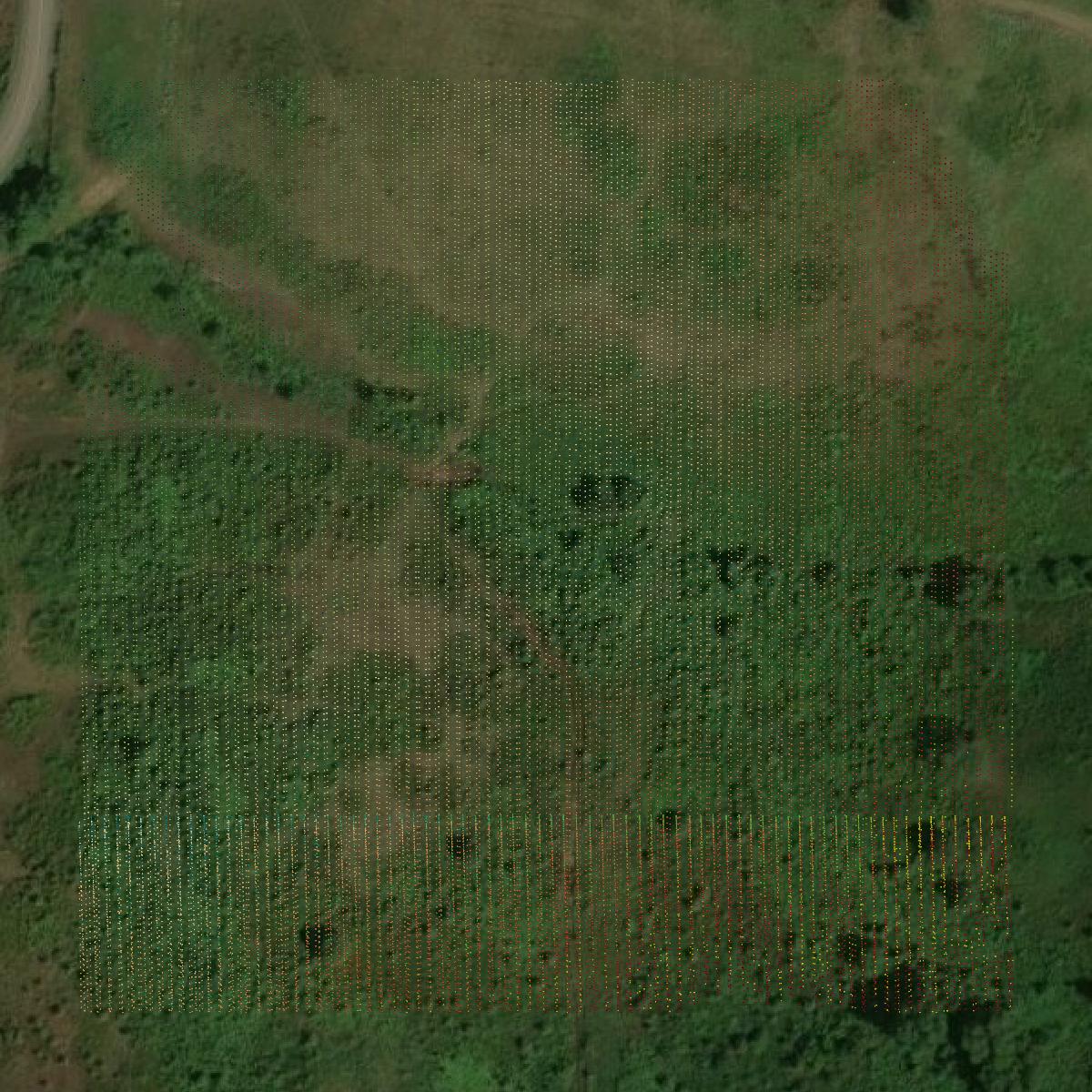 This image shows a LiDAR point cloud in Johnson County created using GIS data in Equator.