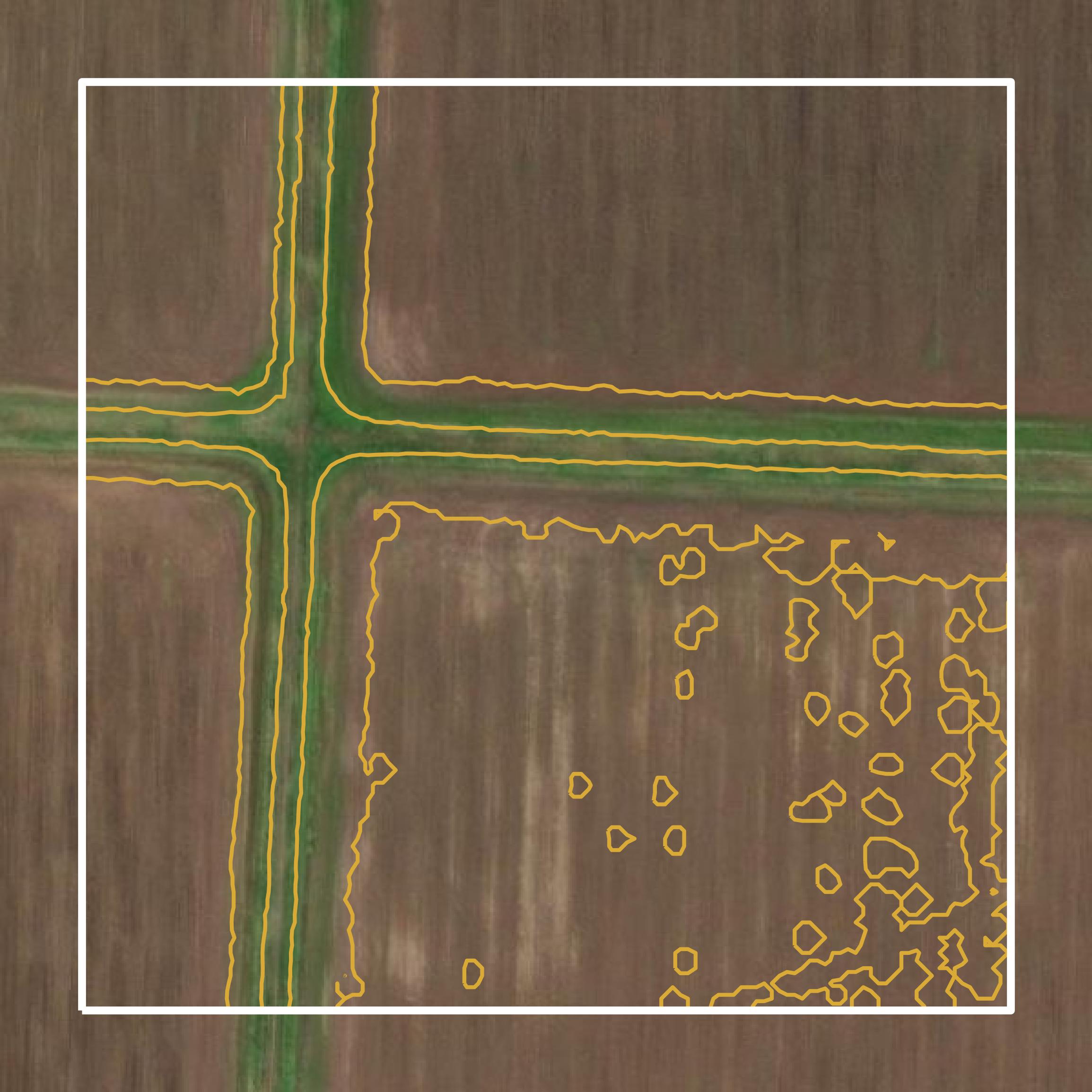 This image shows a contour map in Lafayette County created using GIS data in Equator.