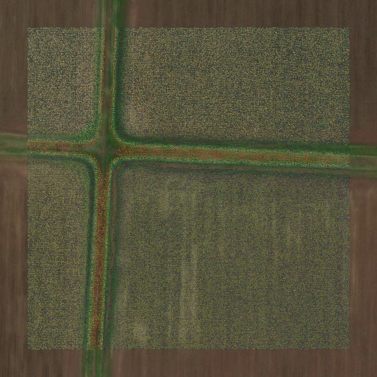 This image shows a LiDAR point cloud in Lafayette County created using GIS data in Equator.