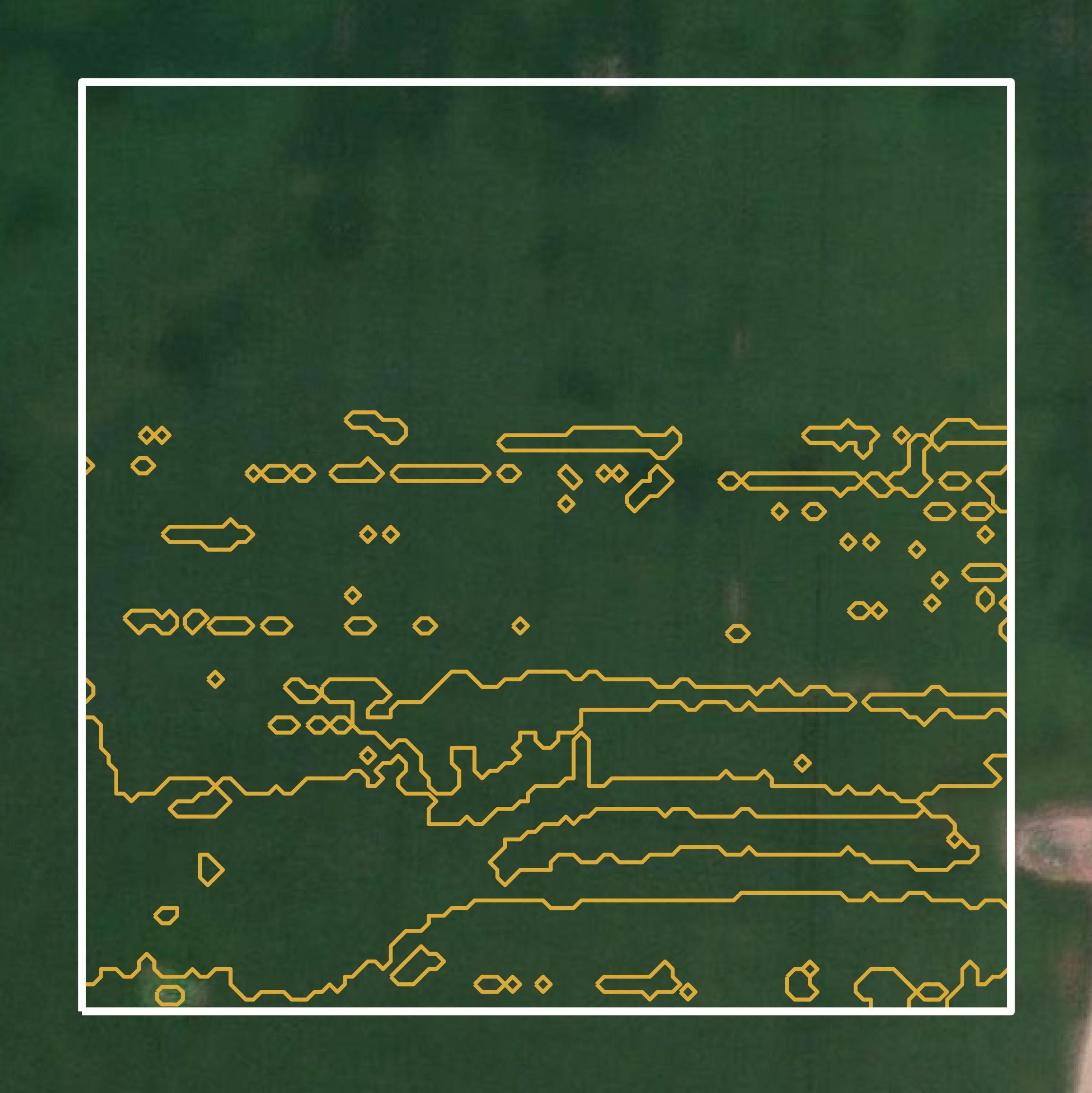 This image shows a contour map in Lawrence County created using GIS data in Equator.