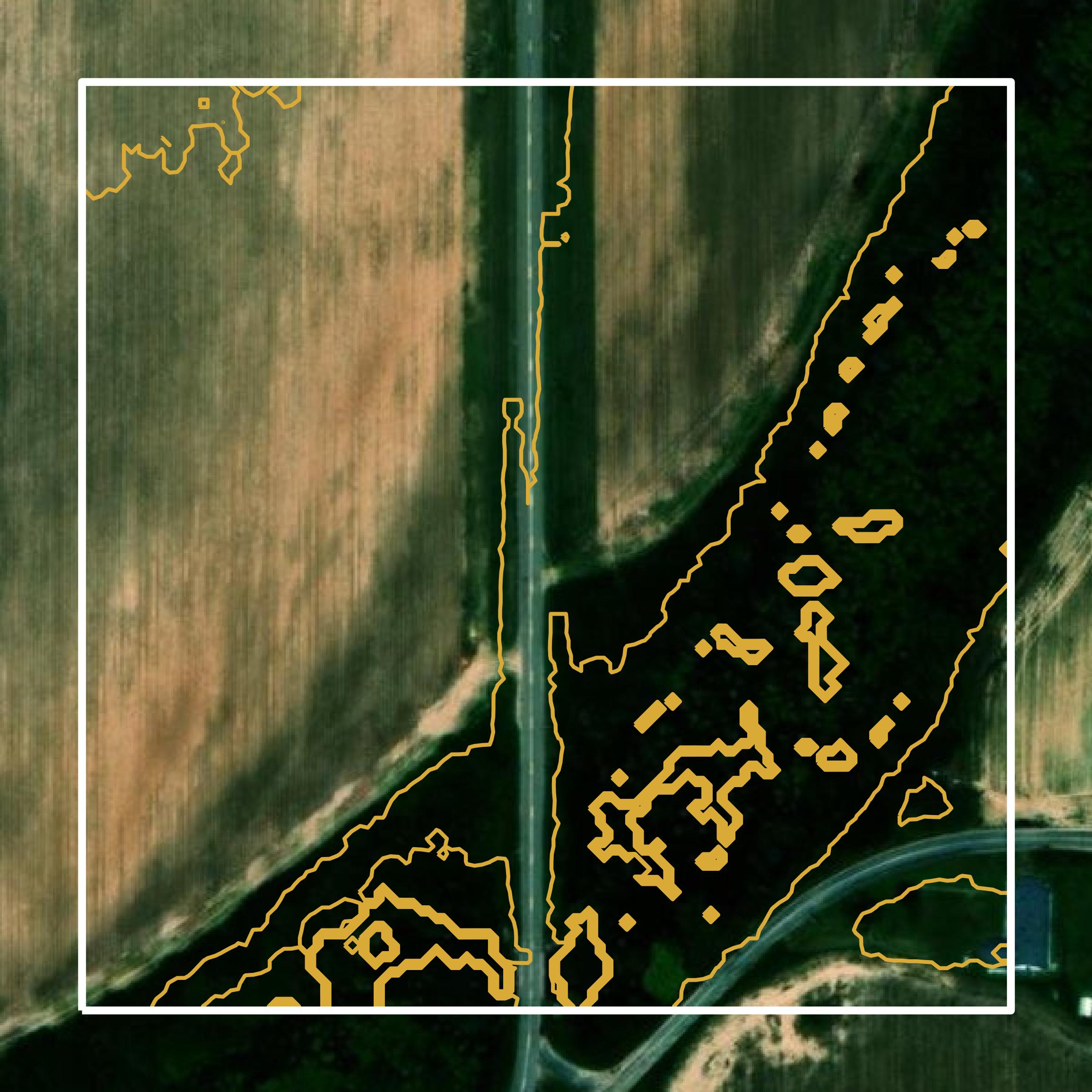 This image shows a contour map in Lincoln County created using GIS data in Equator.