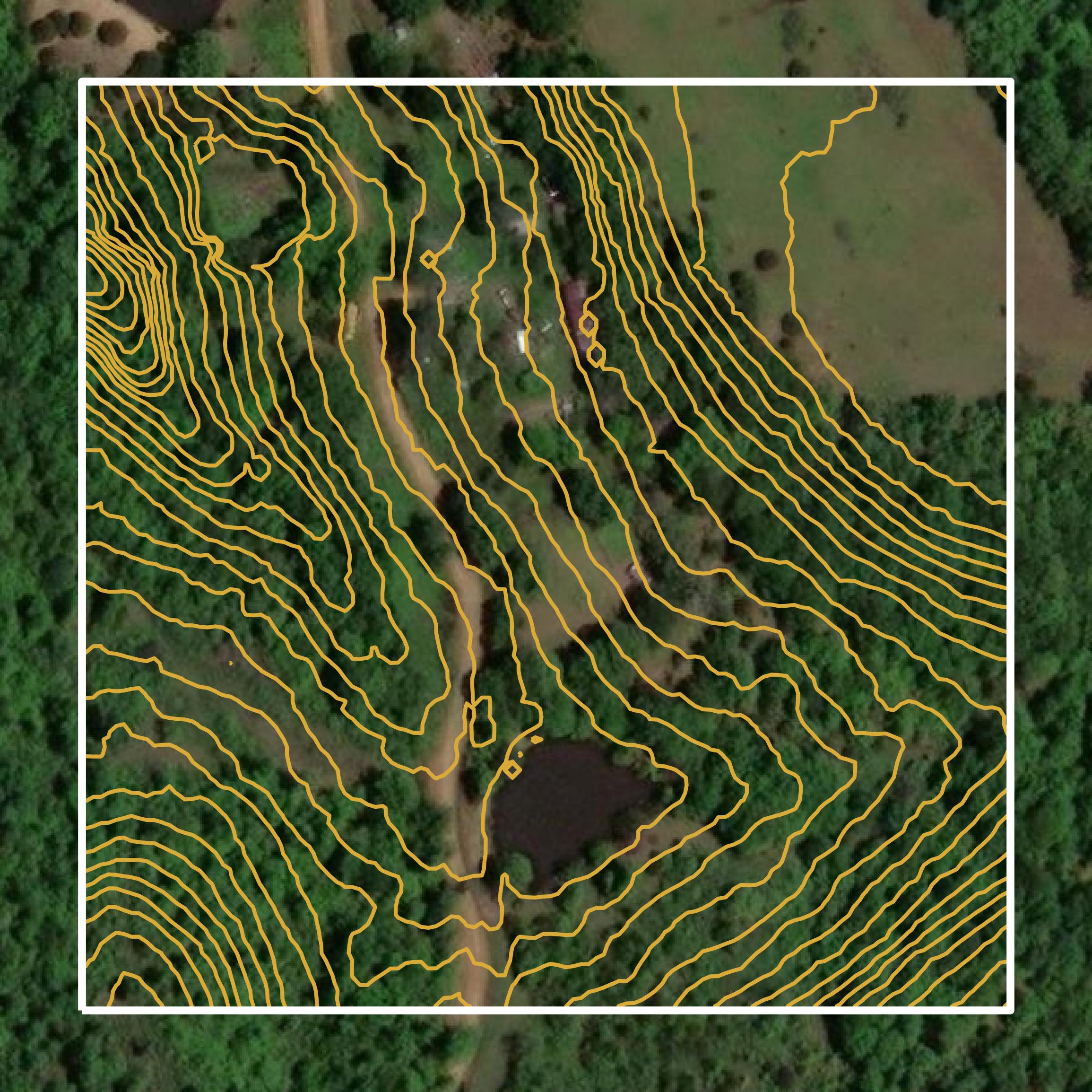 This image shows a contour map in Madison County created using GIS data in Equator.