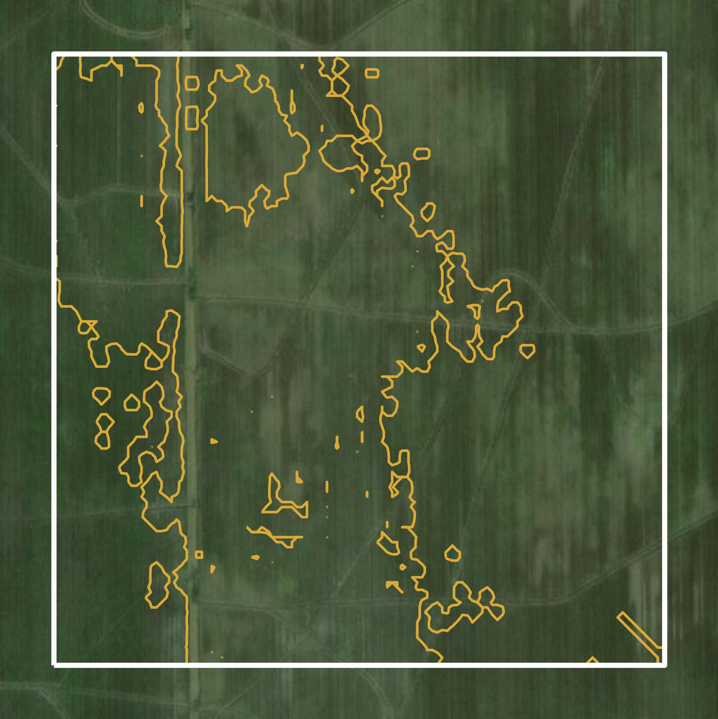 This image shows a contour map in Mississippi County created using GIS data in Equator.