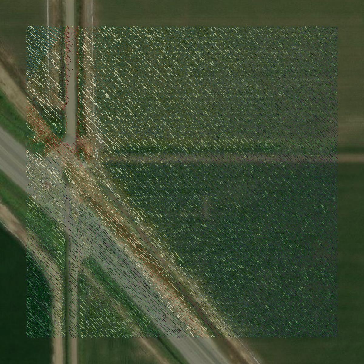This image shows a LiDAR point cloud in Mississippi County created using GIS data in Equator.