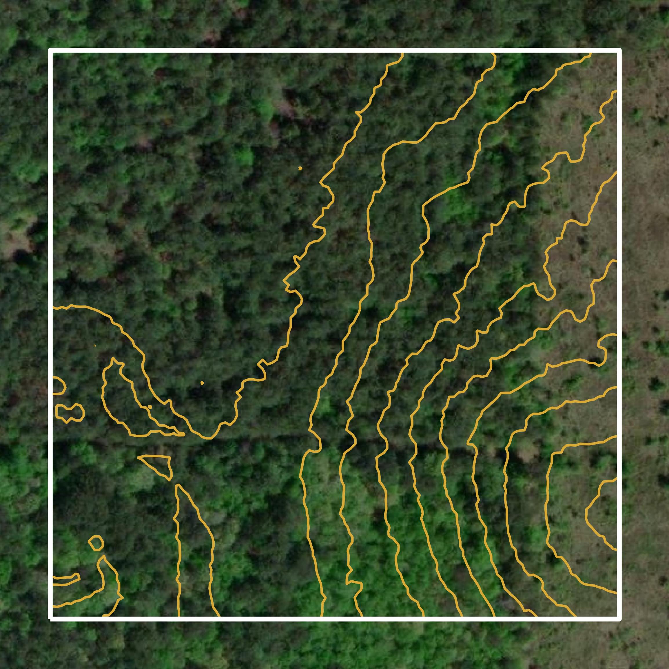 This image shows a contour map in Nevada County created using GIS data in Equator.