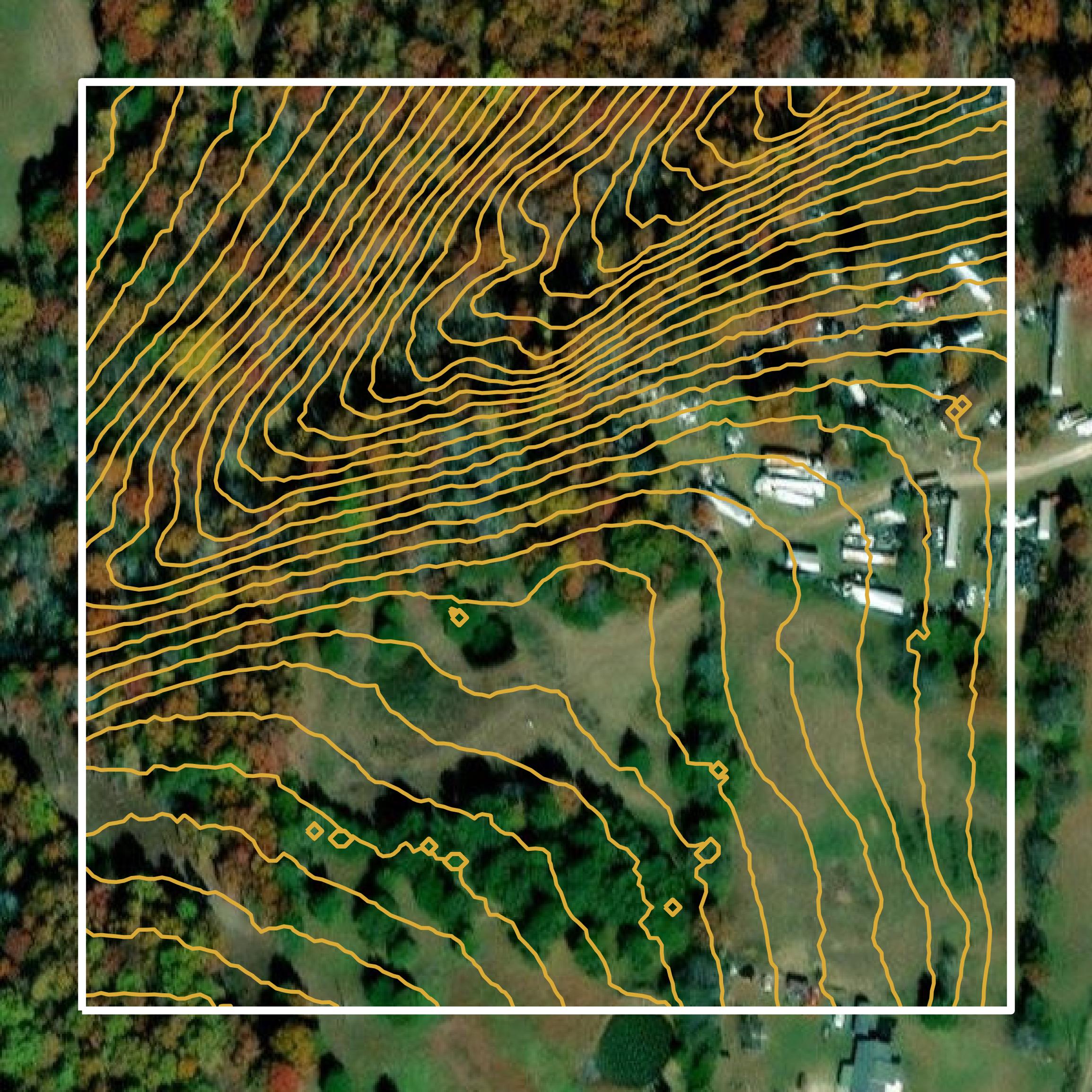 This image shows a contour map in Newton County created using GIS data in Equator.