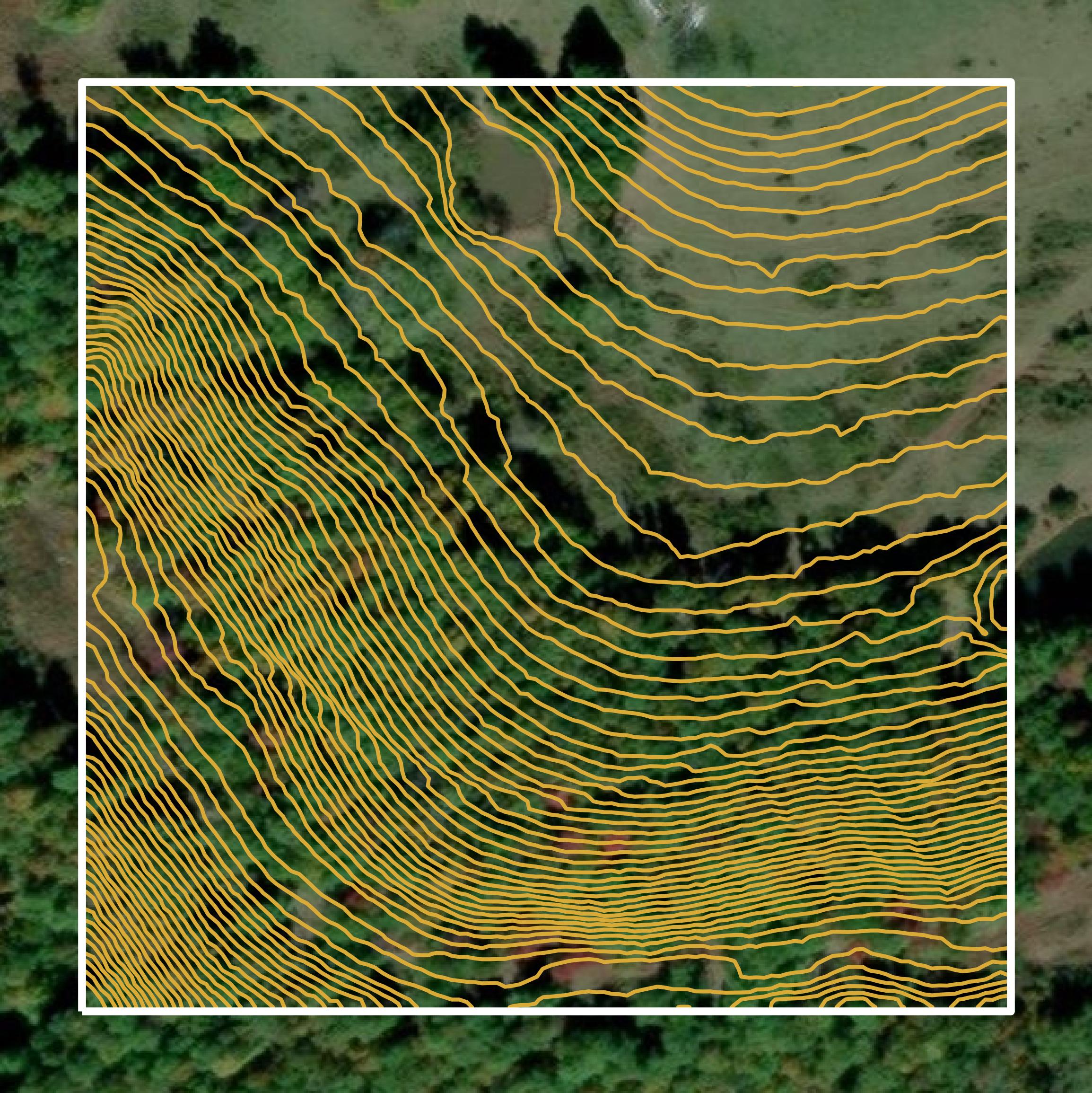 This image shows a contour map in Newton County created using GIS data in Equator.
