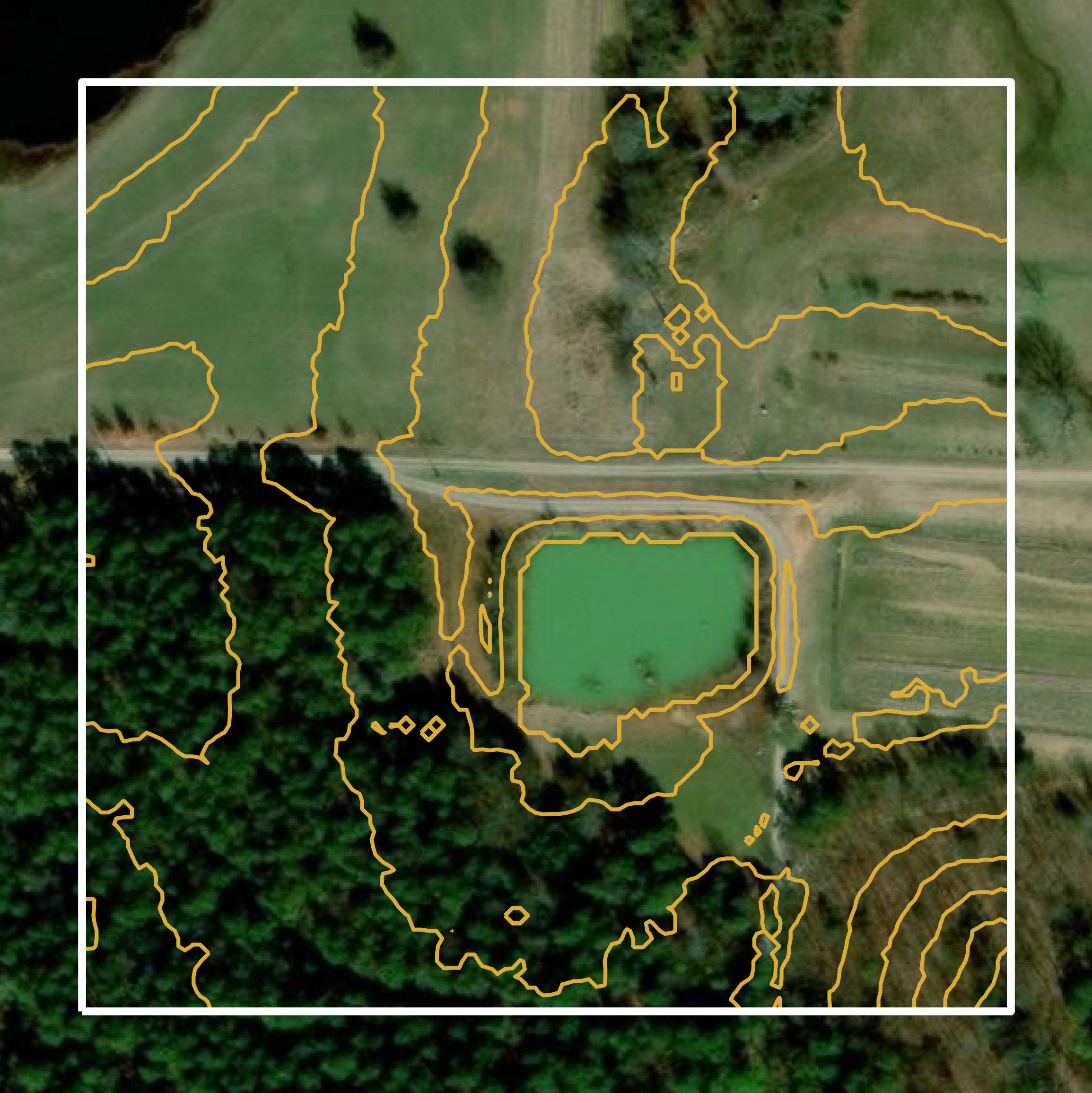 This image shows a contour map in Pope County created using GIS data in Equator.