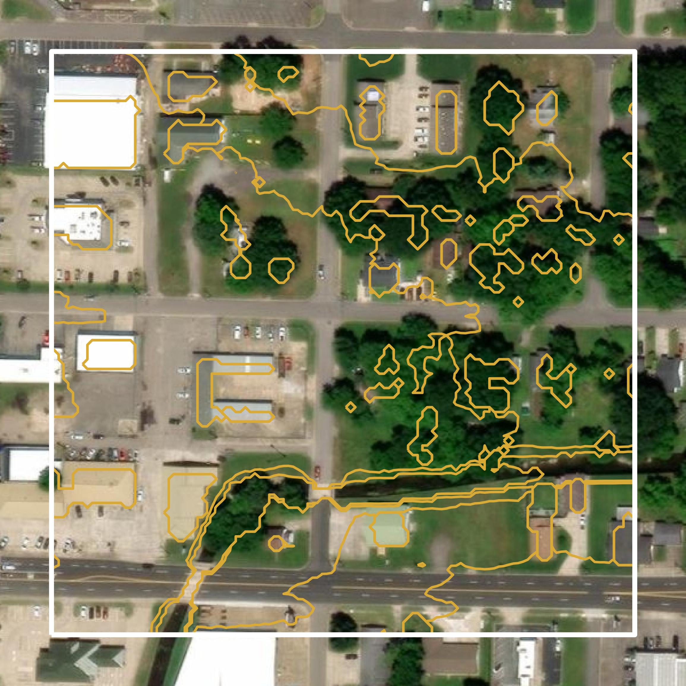 This image shows a contour map in Pope County created using GIS data in Equator.