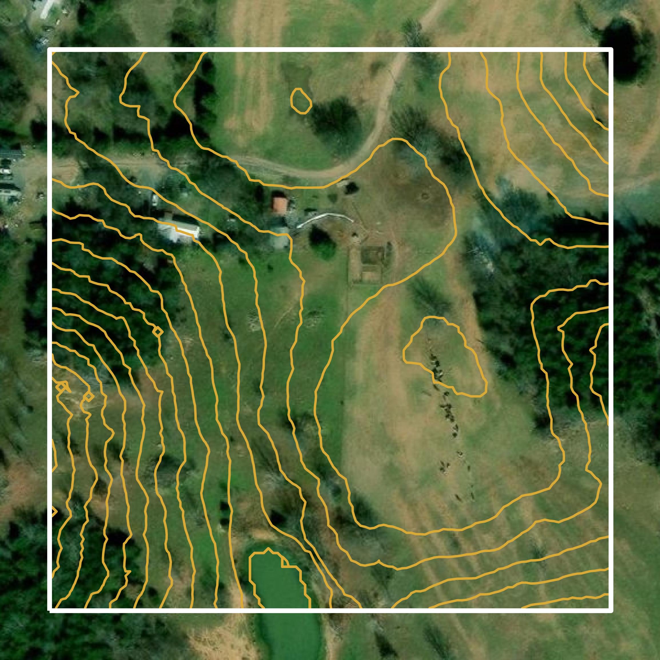 This image shows a contour map in Searcy County created using GIS data in Equator.