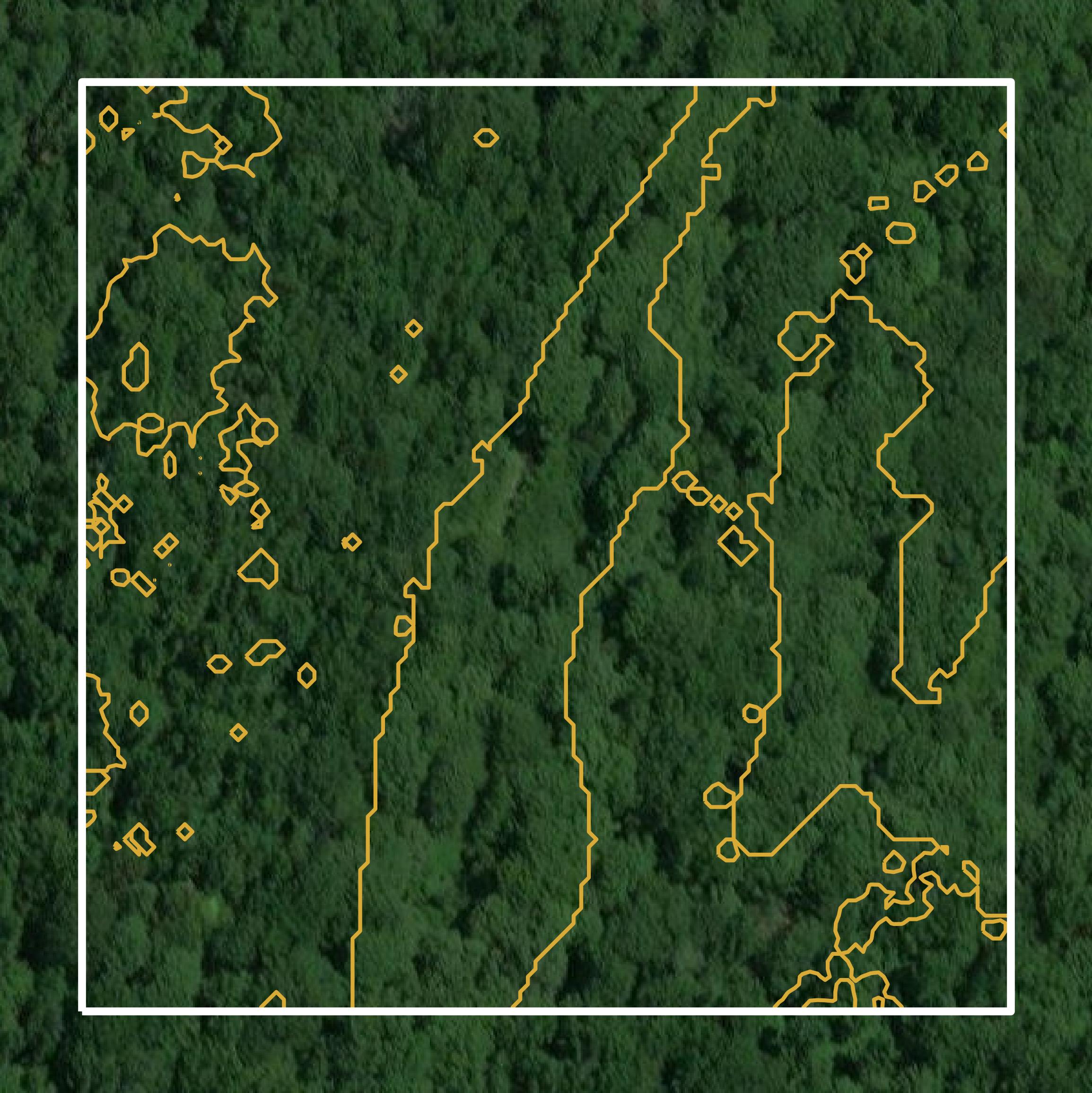 This image shows a contour map in Sevier County created using GIS data in Equator.