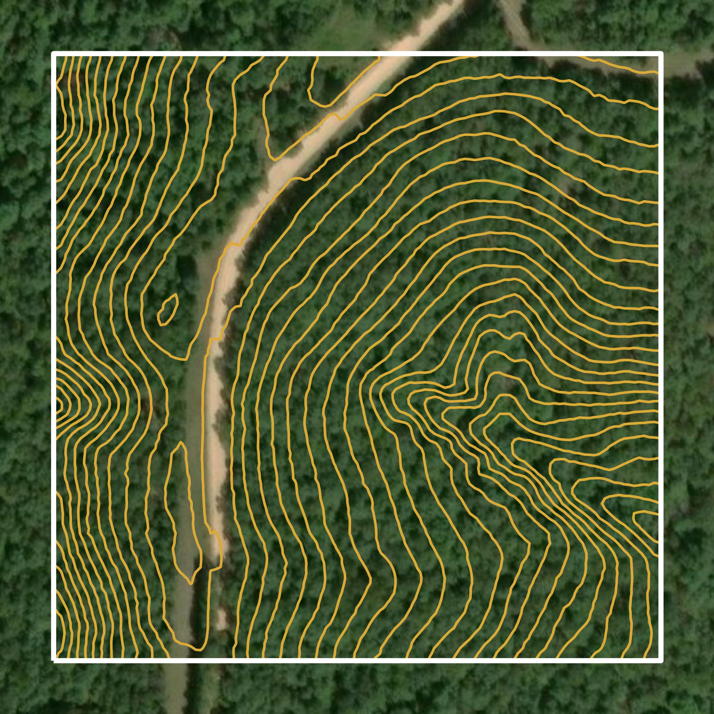 This image shows a contour map in Sharp County created using GIS data in Equator.