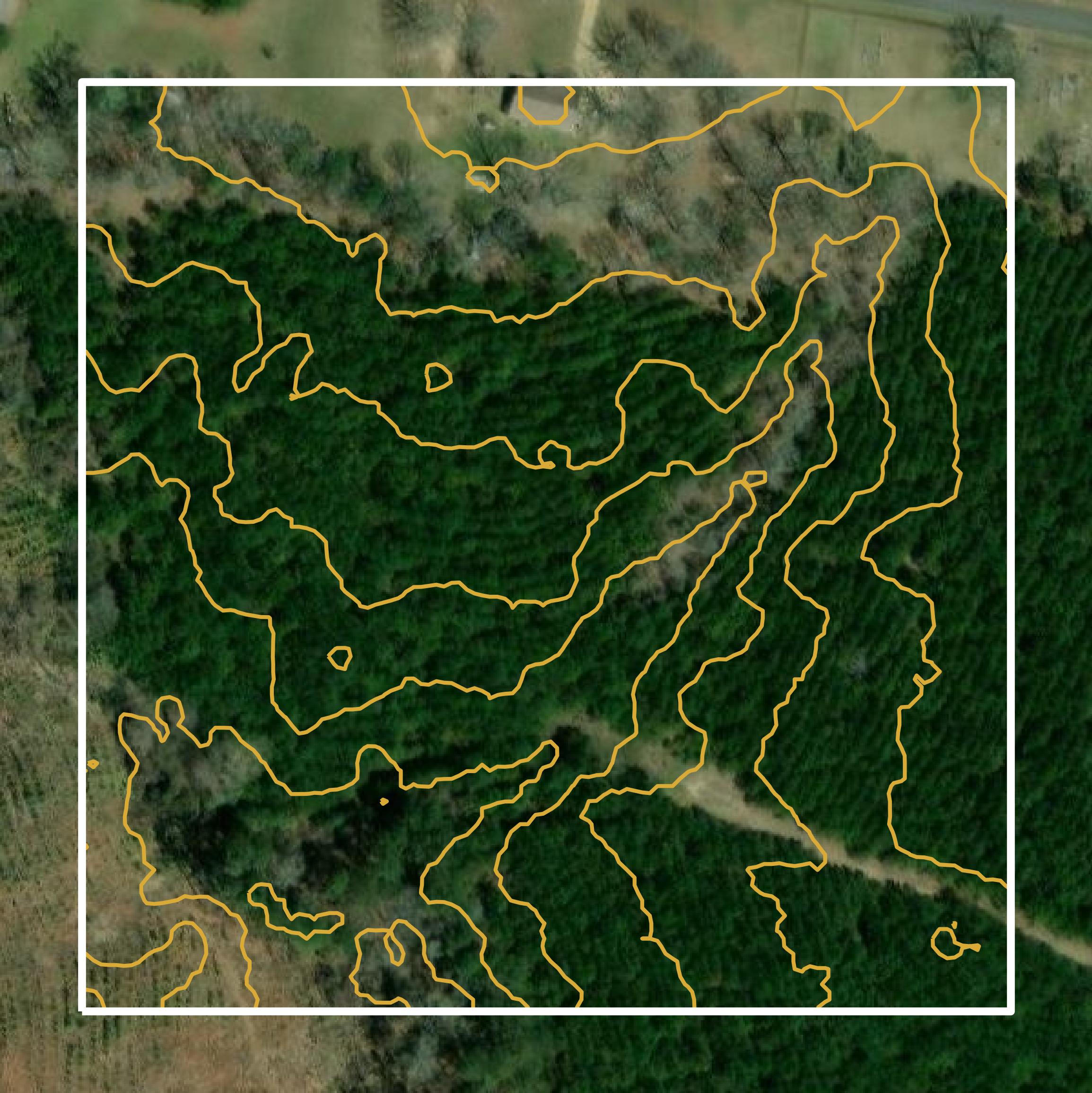 This image shows a contour map in Union County created using GIS data in Equator.