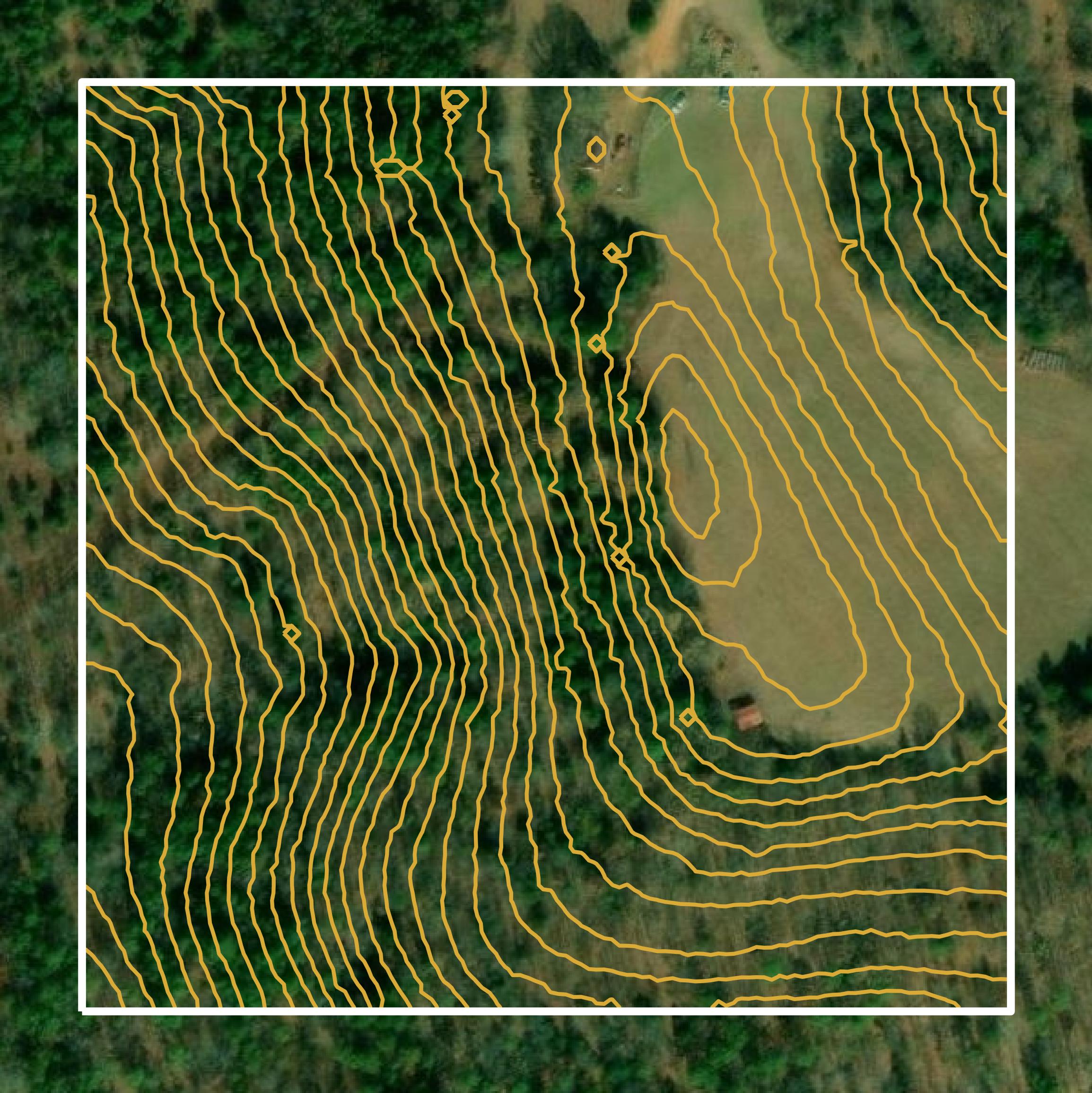 This image shows a contour map in Van Buren County created using GIS data in Equator.