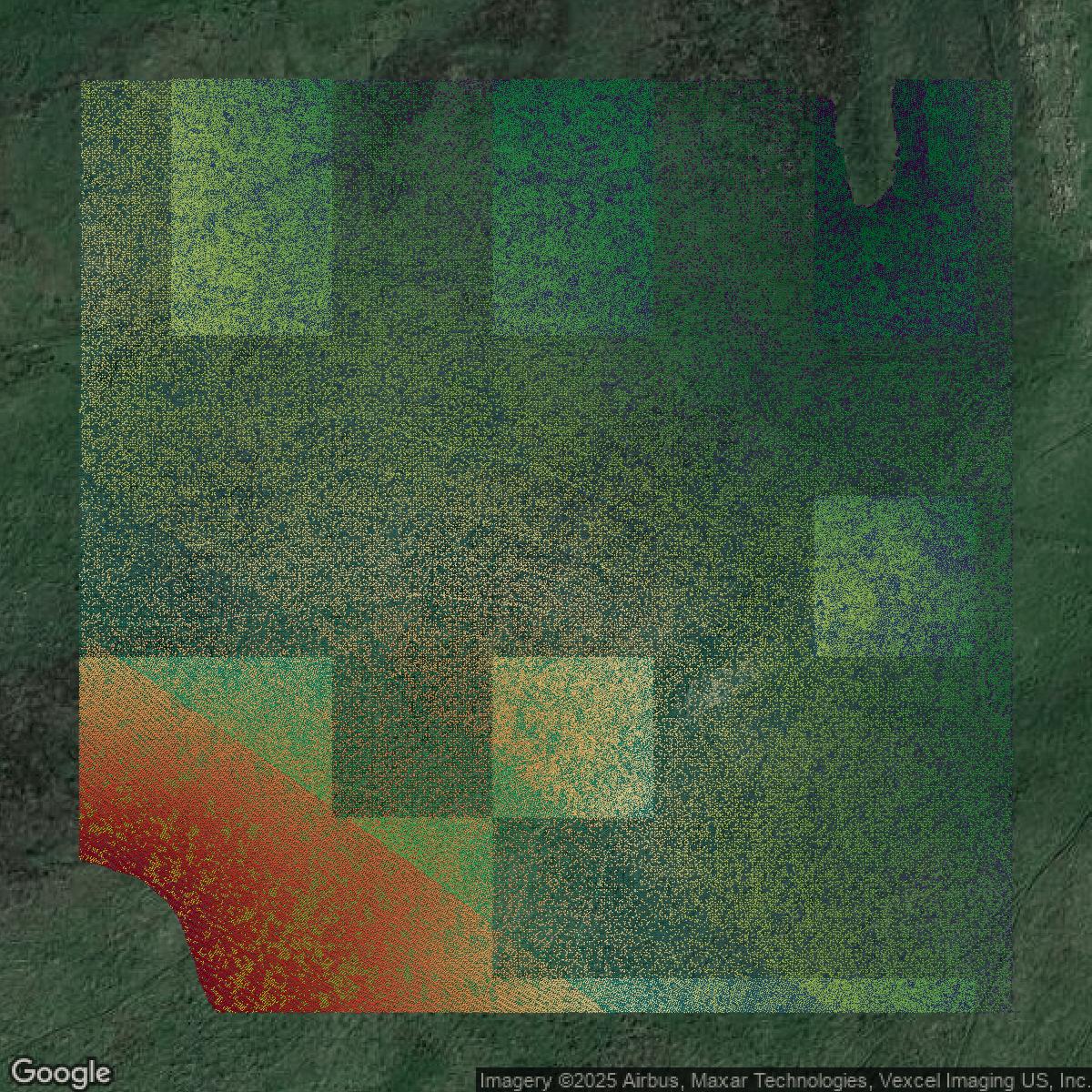 This image shows a LiDAR point cloud in Alameda County created using GIS data in Equator.