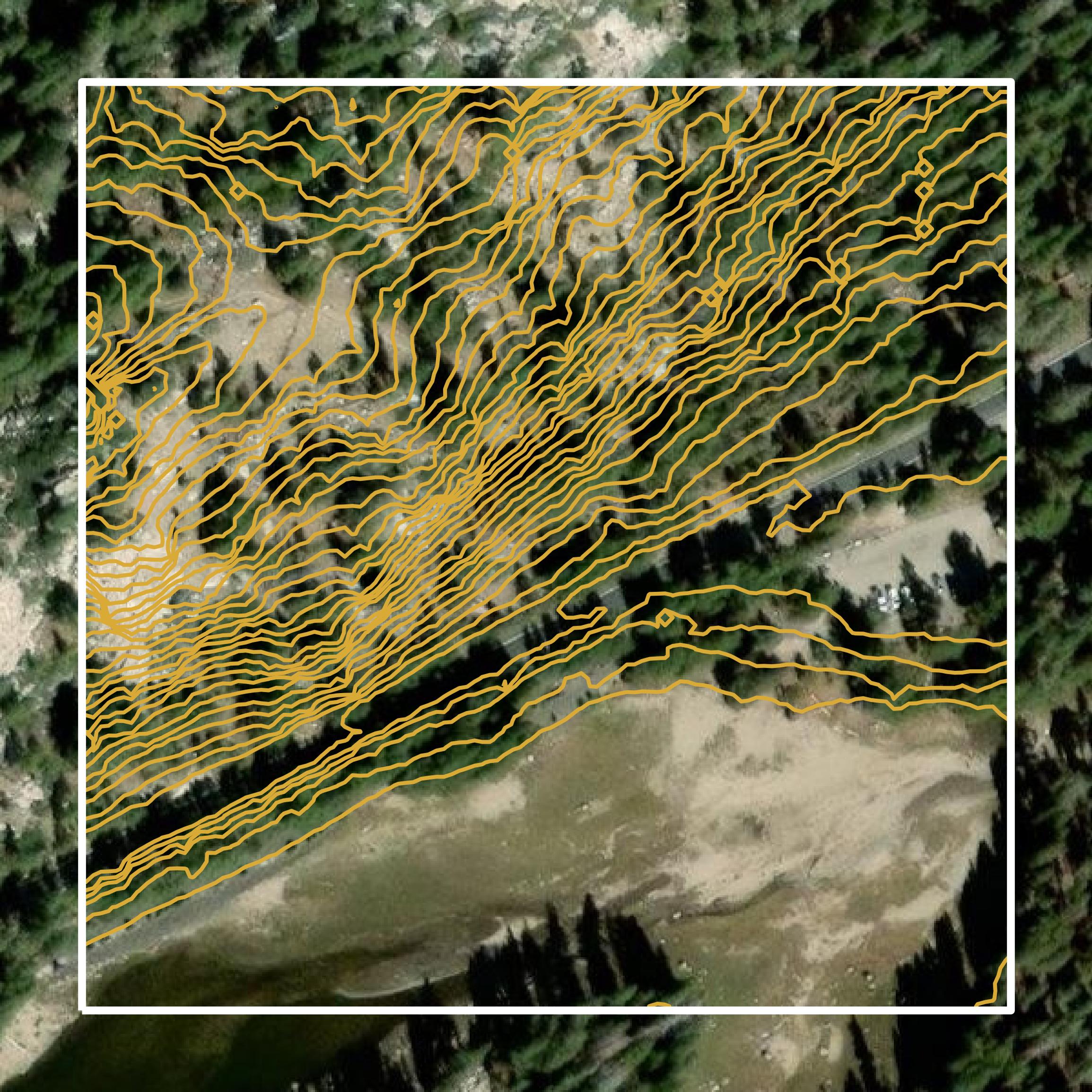 This image shows a contour map in Alpine County created using GIS data in Equator.