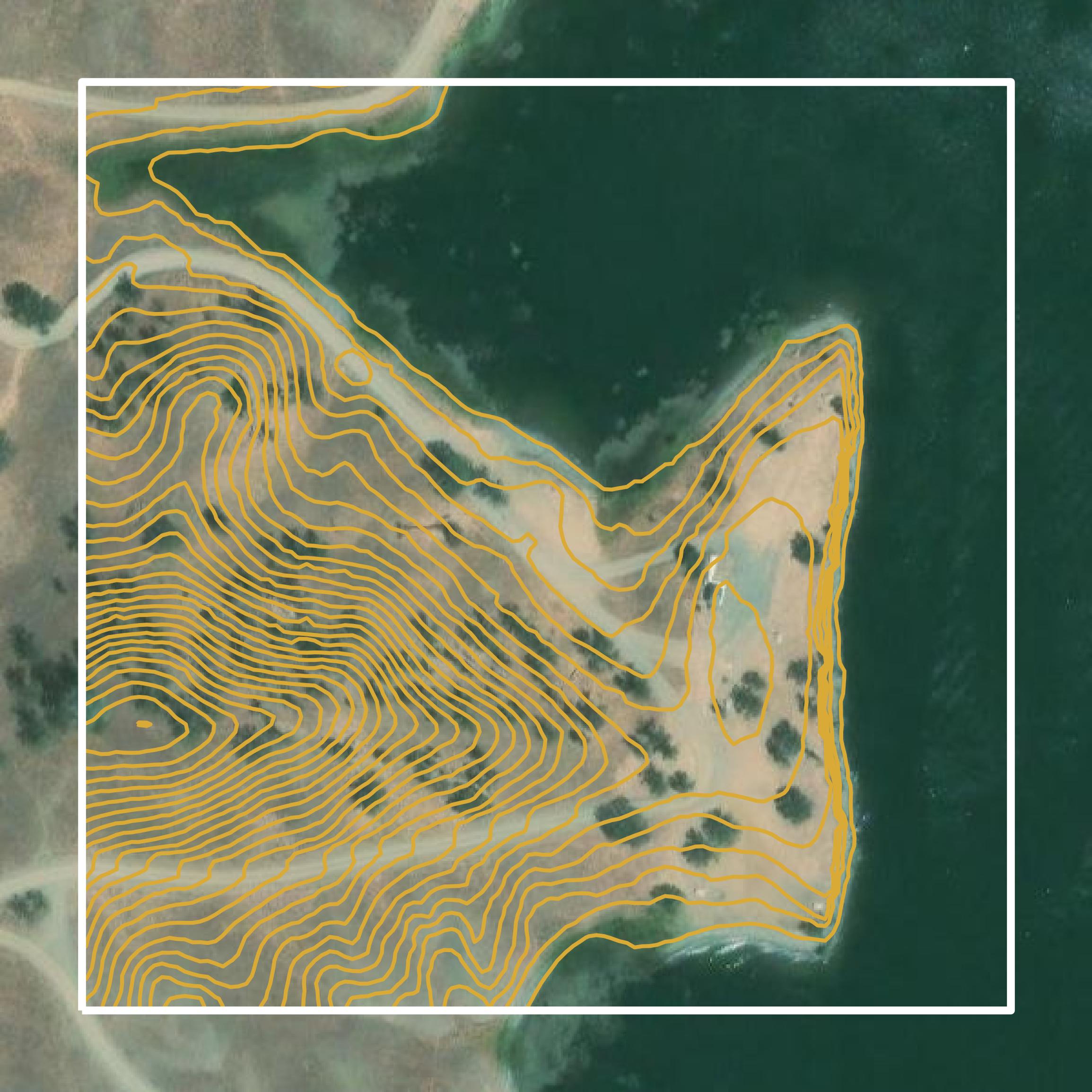 This image shows a contour map in Colusa County created using GIS data in Equator.