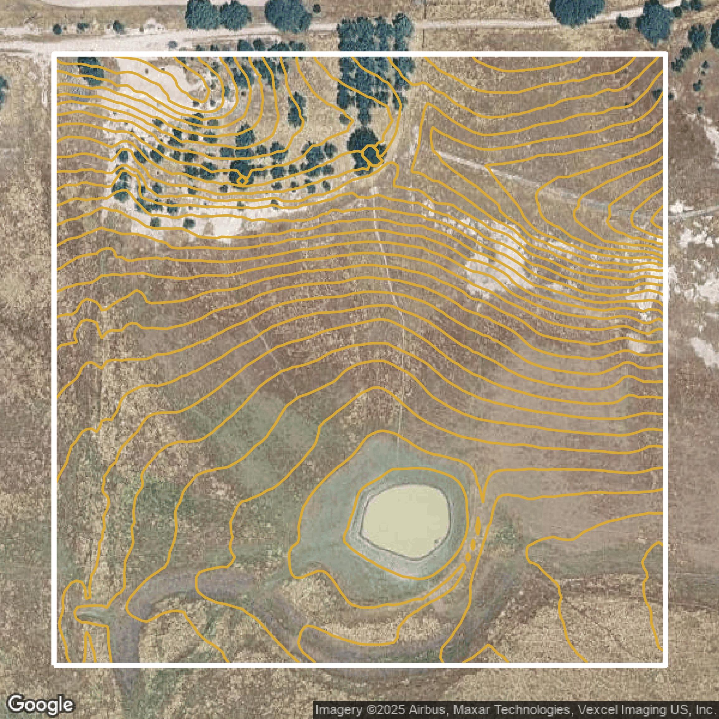 This image shows a contour map in Contra Costa County created using GIS data in Equator.