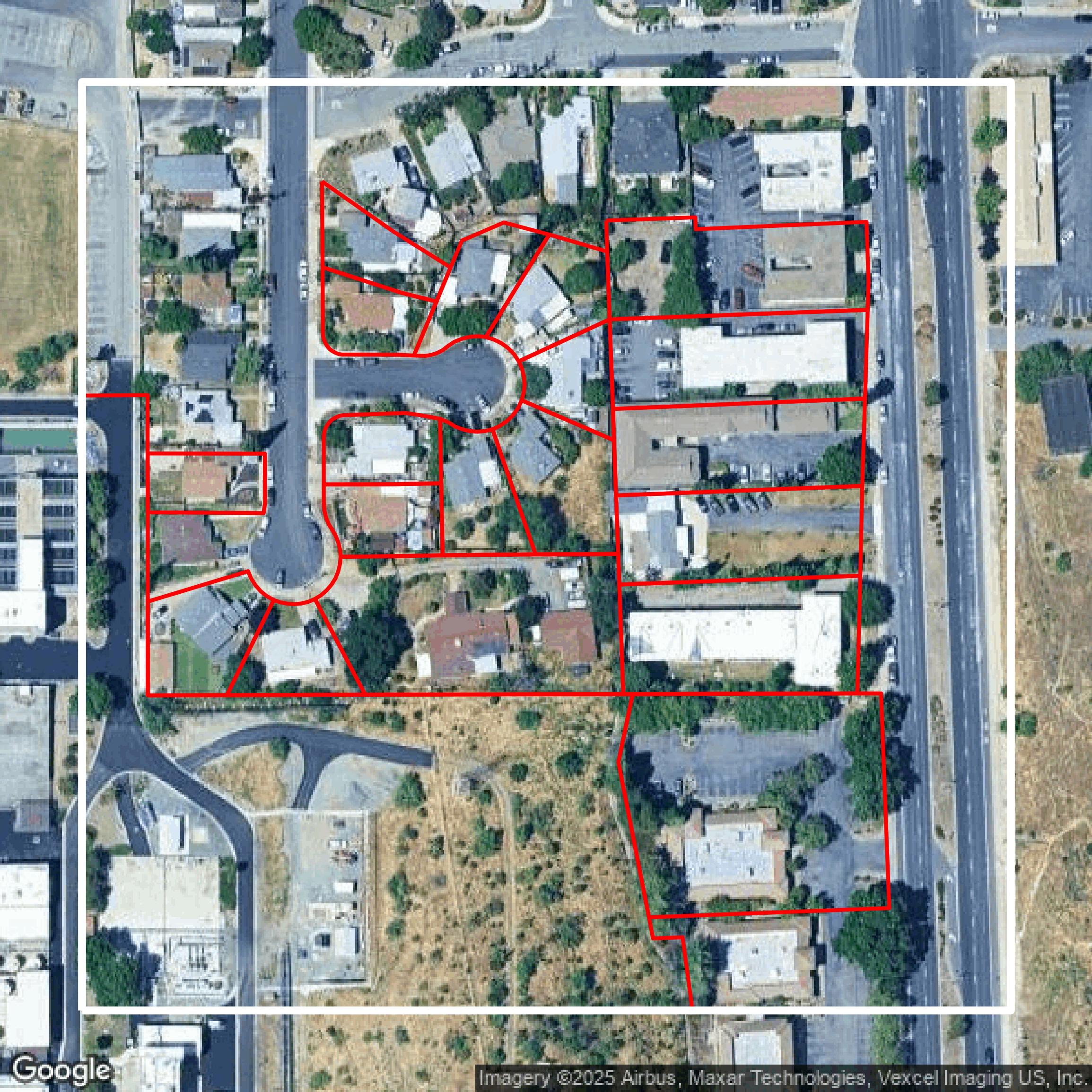 This image shows parcel data in Contra Costa County created using GIS data in Equator.