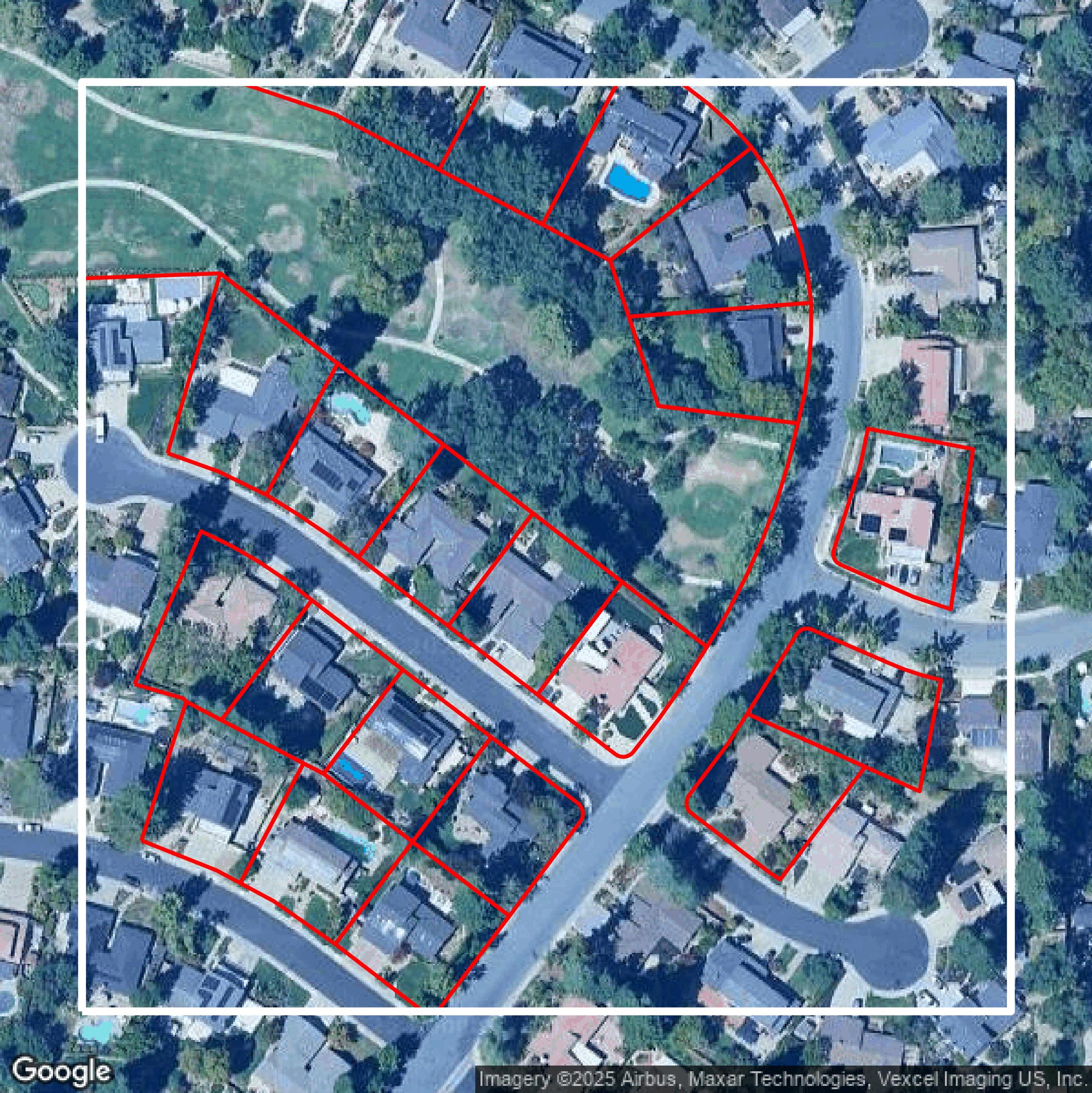 This image shows parcel data in Contra Costa County created using GIS data in Equator.