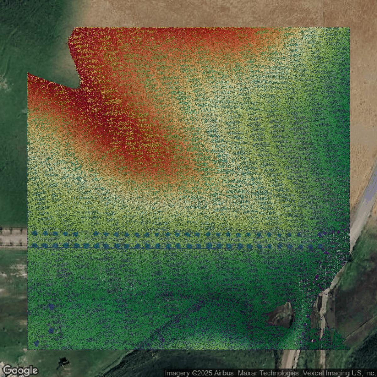 This image shows a LiDAR point cloud in Contra Costa County created using GIS data in Equator.
