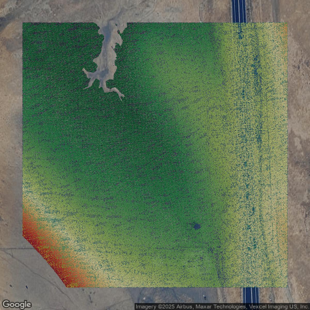 This image shows a LiDAR point cloud in Contra Costa County created using GIS data in Equator.