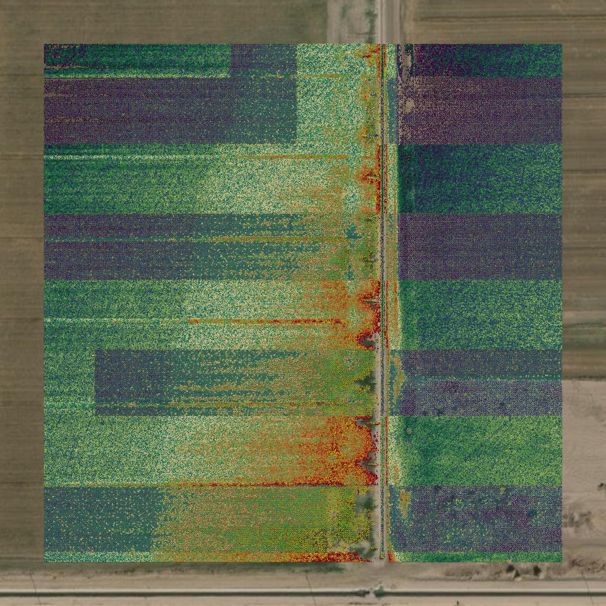 This image shows a LiDAR point cloud in Imperial County created using GIS data in Equator.