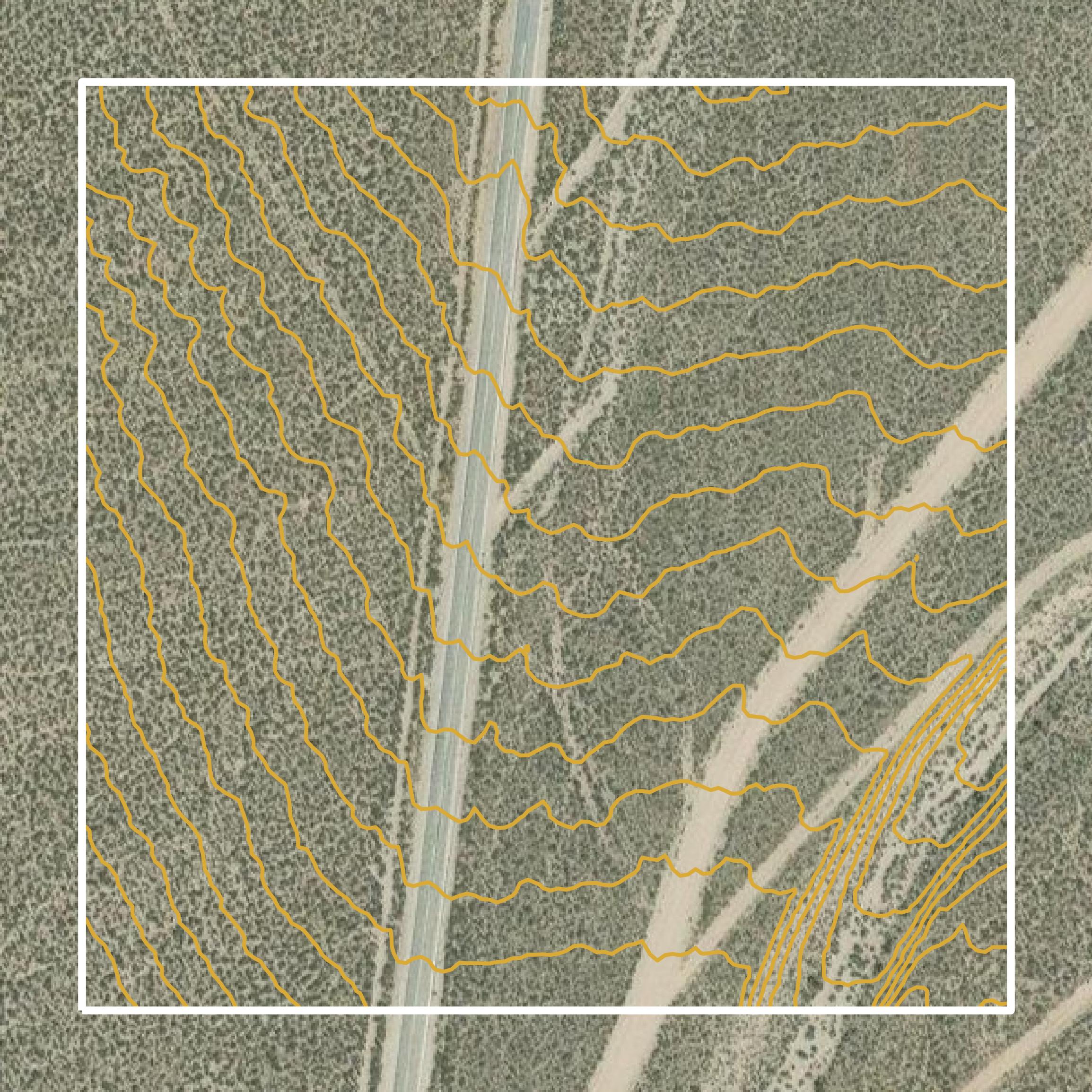 This image shows a contour map in Inyo County created using GIS data in Equator.