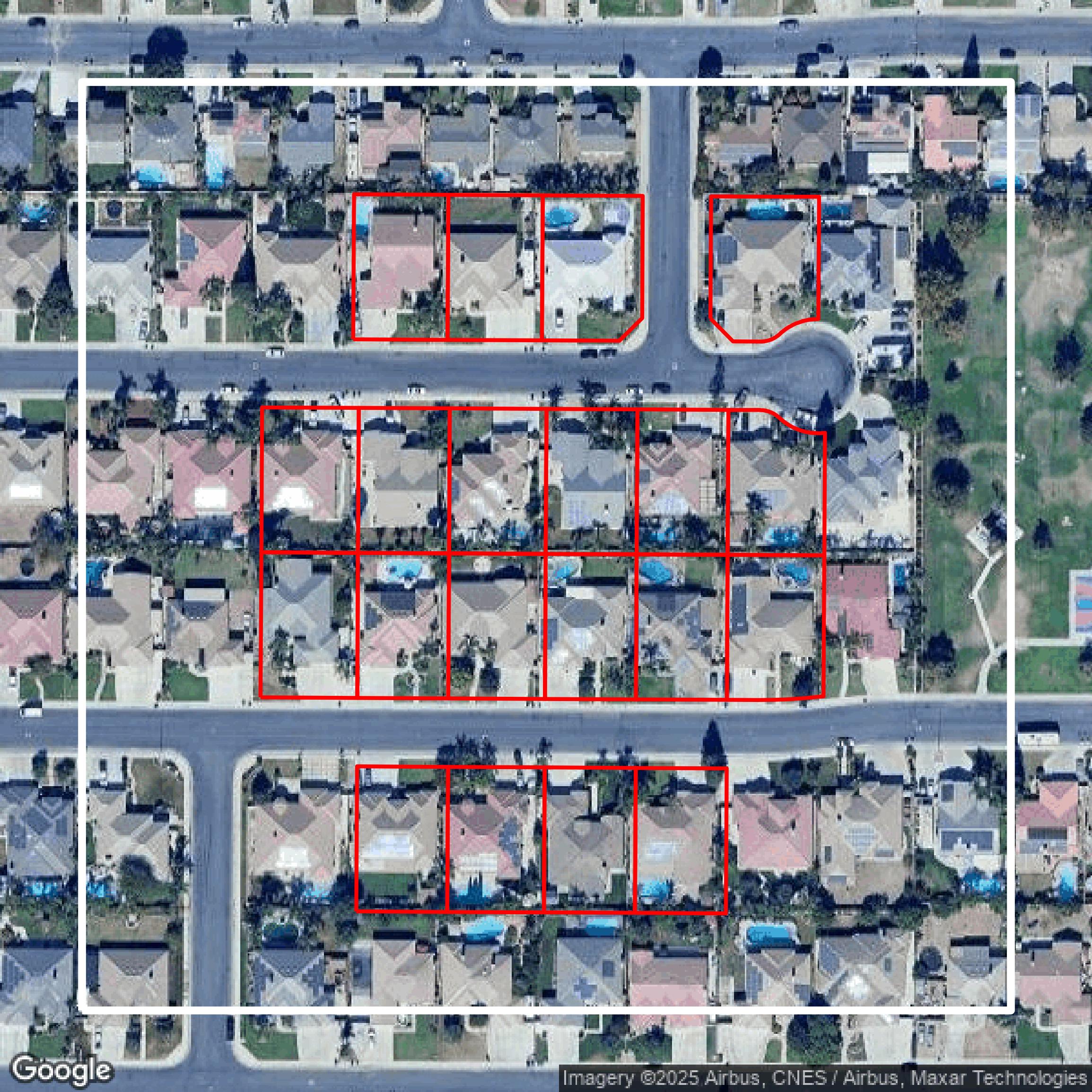 This image shows parcel data in Kern County created using GIS data in Equator.