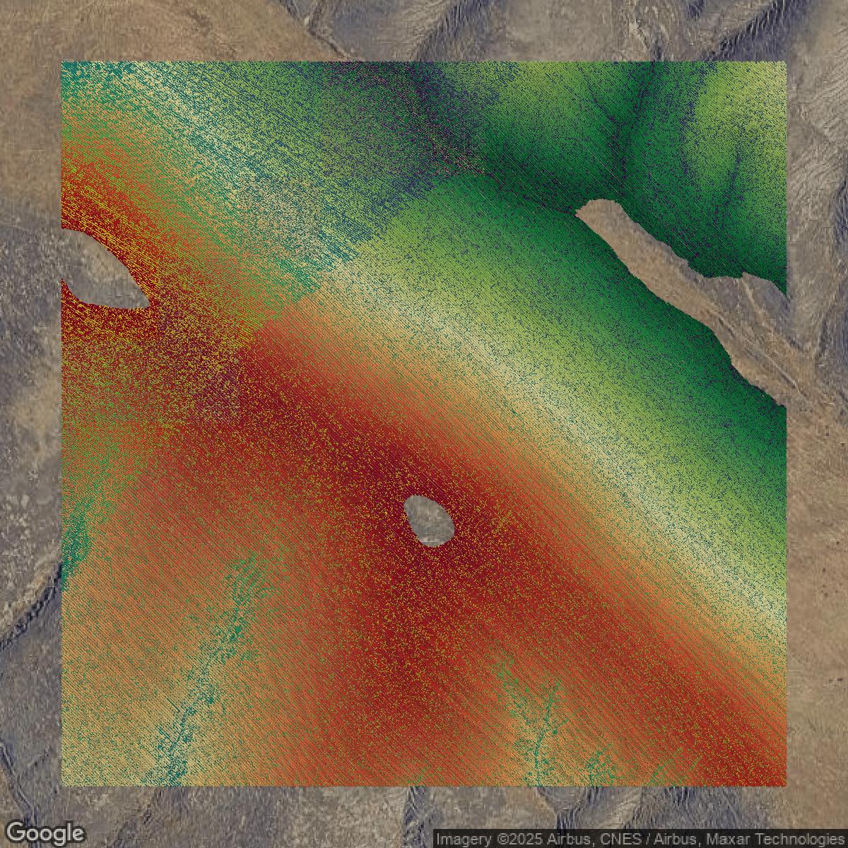 This image shows a LiDAR point cloud in Kern County created using GIS data in Equator.