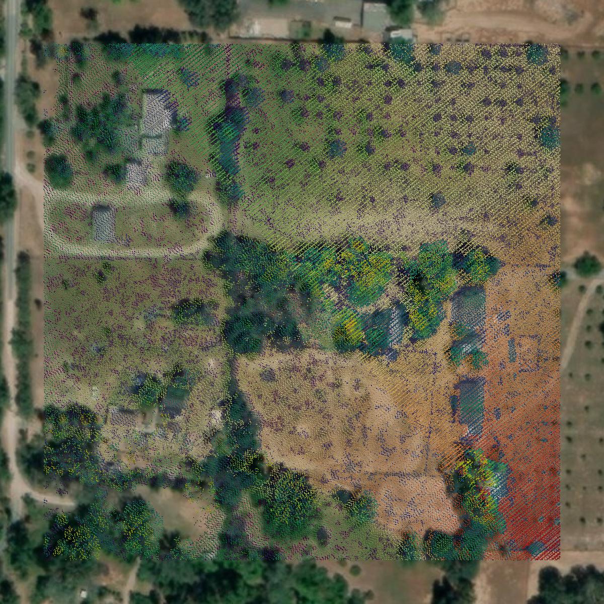 This image shows a LiDAR point cloud in Lake County created using GIS data in Equator.