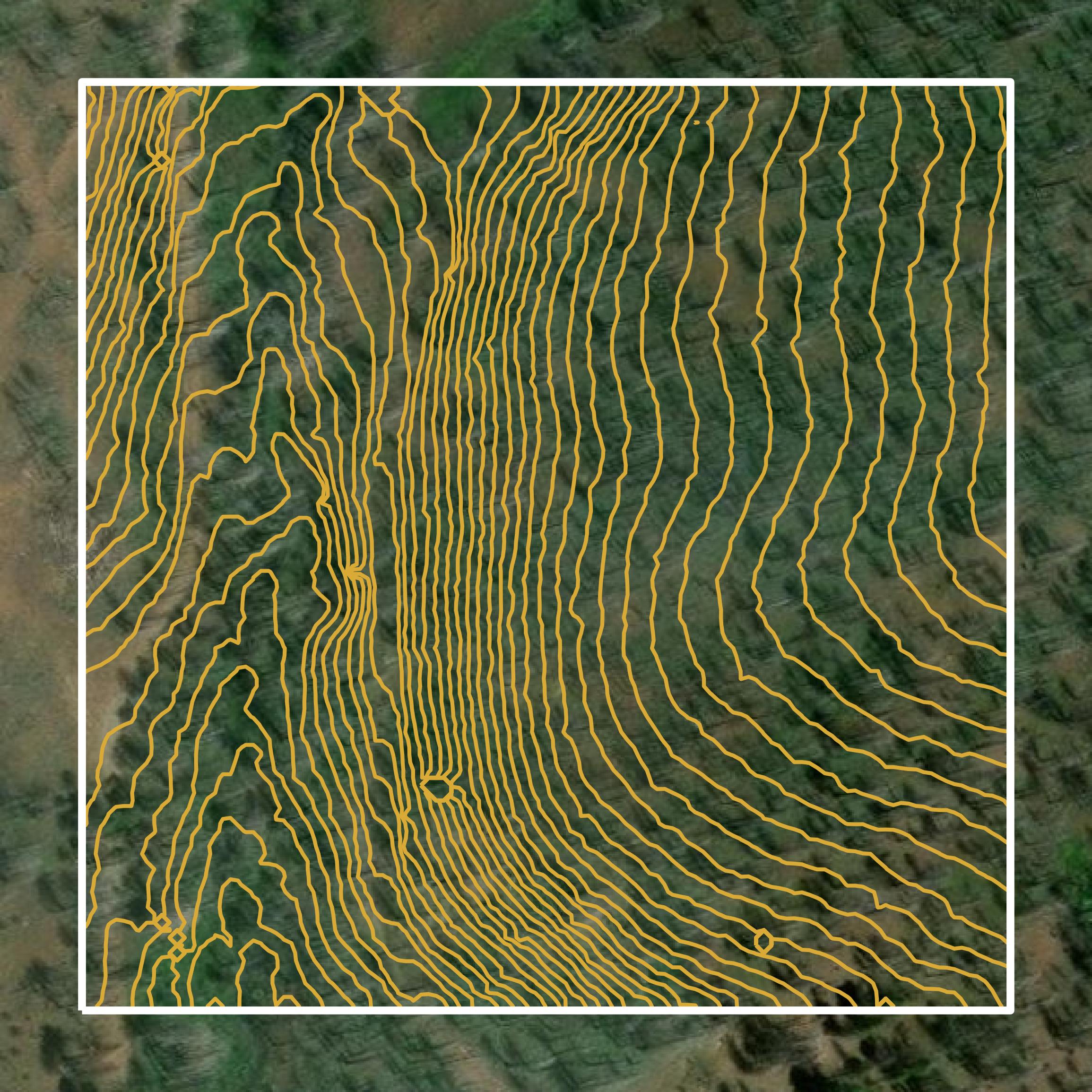 This image shows a contour map in Lassen County created using GIS data in Equator.