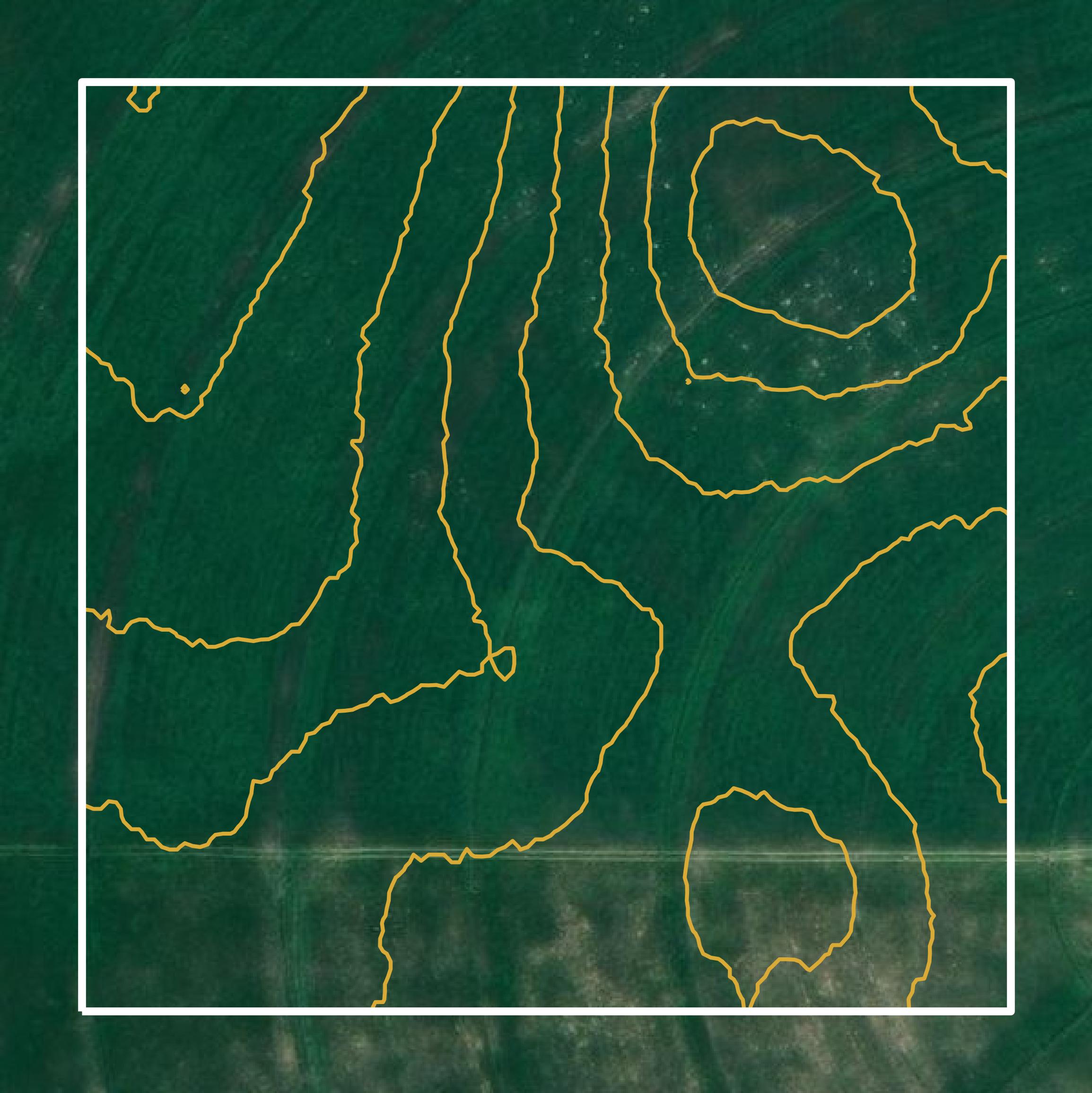 This image shows a contour map in Lassen County created using GIS data in Equator.