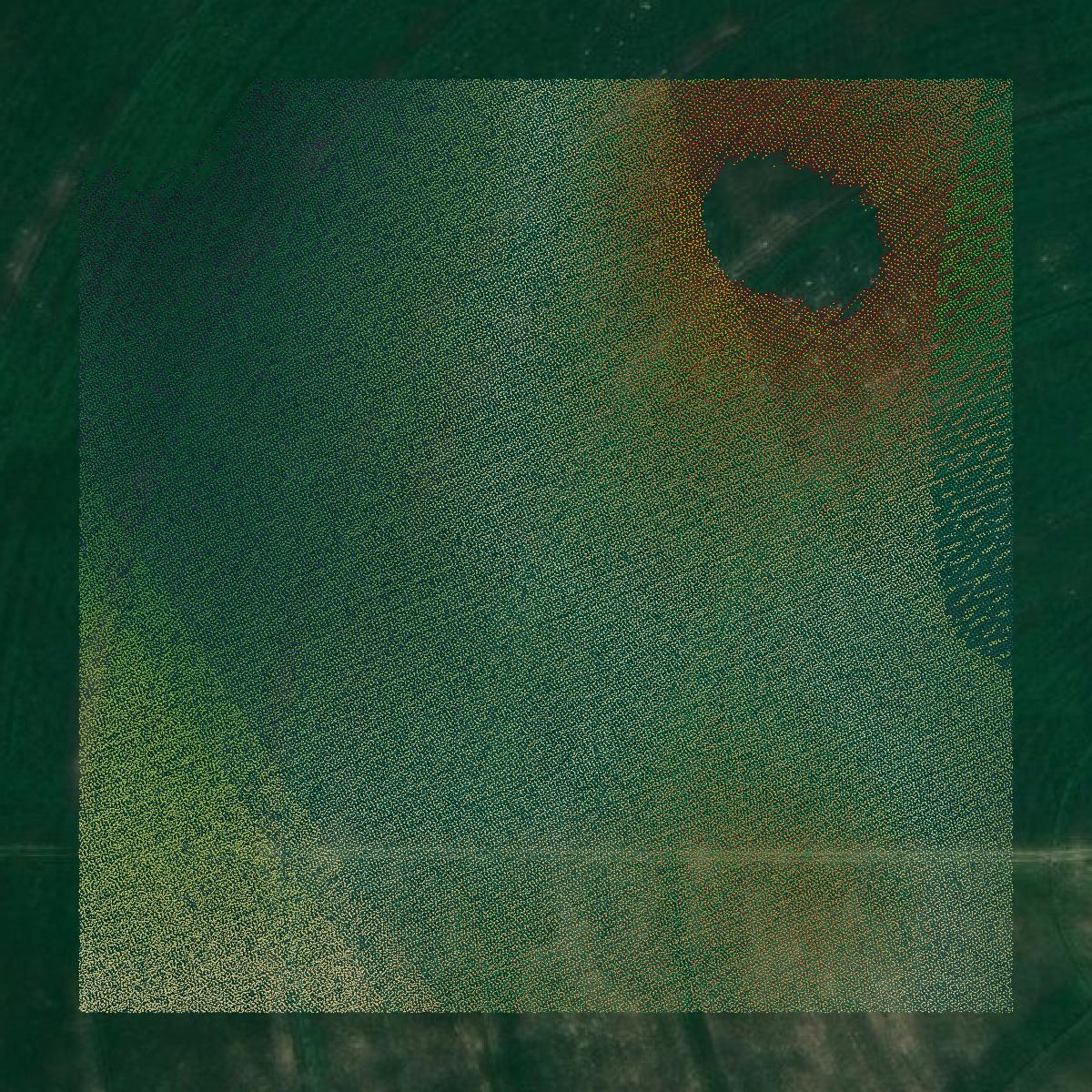 This image shows a LiDAR point cloud in Lassen County created using GIS data in Equator.