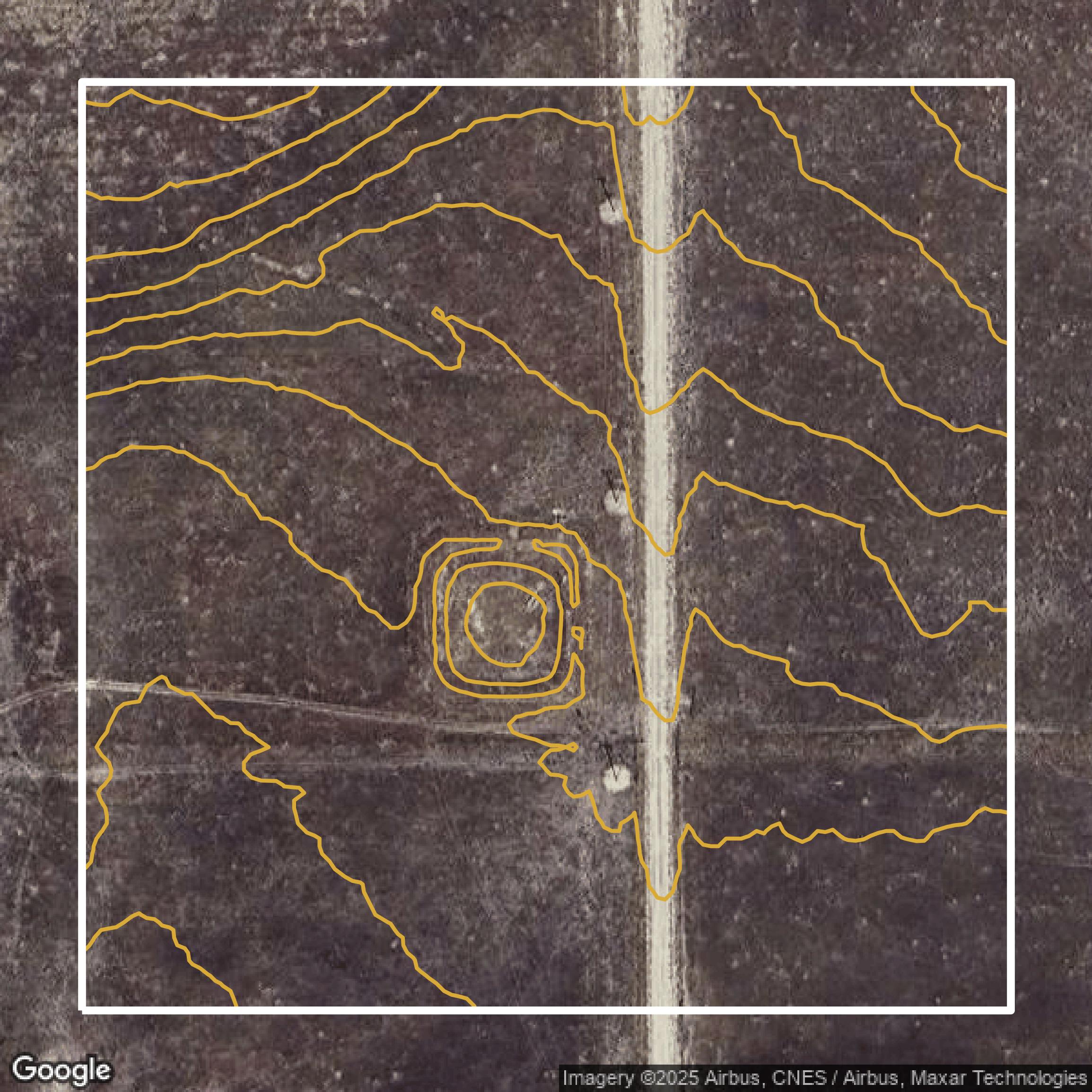 This image shows a contour map in Los Angeles County created using GIS data in Equator.