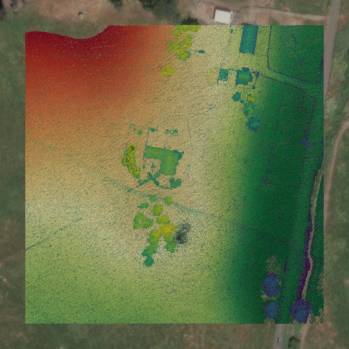 This image shows a LiDAR point cloud in Marin County created using GIS data in Equator.
